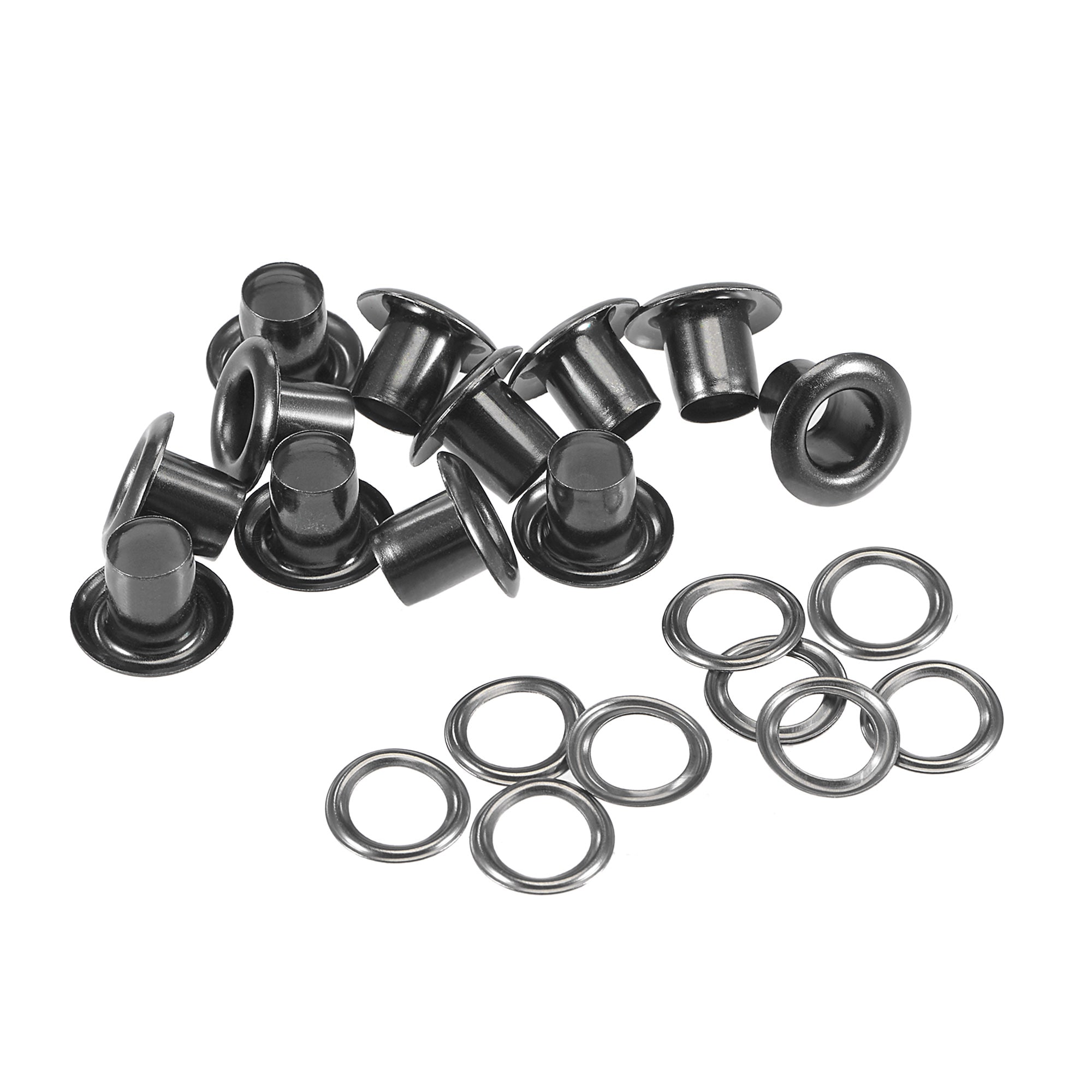 Unique Bargains Eyelets with Washers 10 x 5 x 7mm Alloy Through Hole Hollow Rivets Grommets for DIY or Craft Projects Black 100 Set #S26032300UX0760