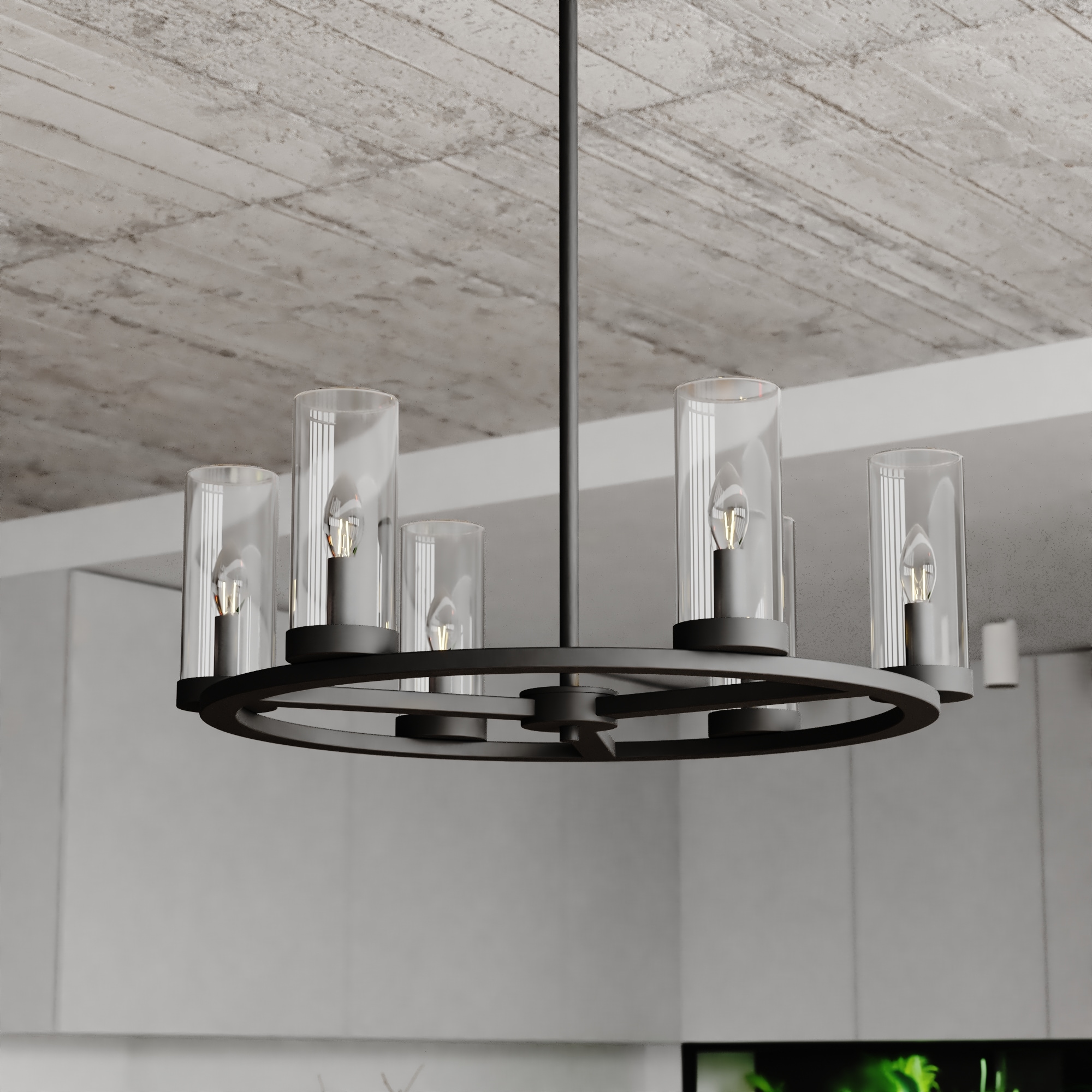 Cascadia H0290 Grantley 6 -Light Matte Black Transitional For Use in Bathrooms, Bedrooms, Dining Rooms, Foyers, Kitchens, Living Rooms Chandelier