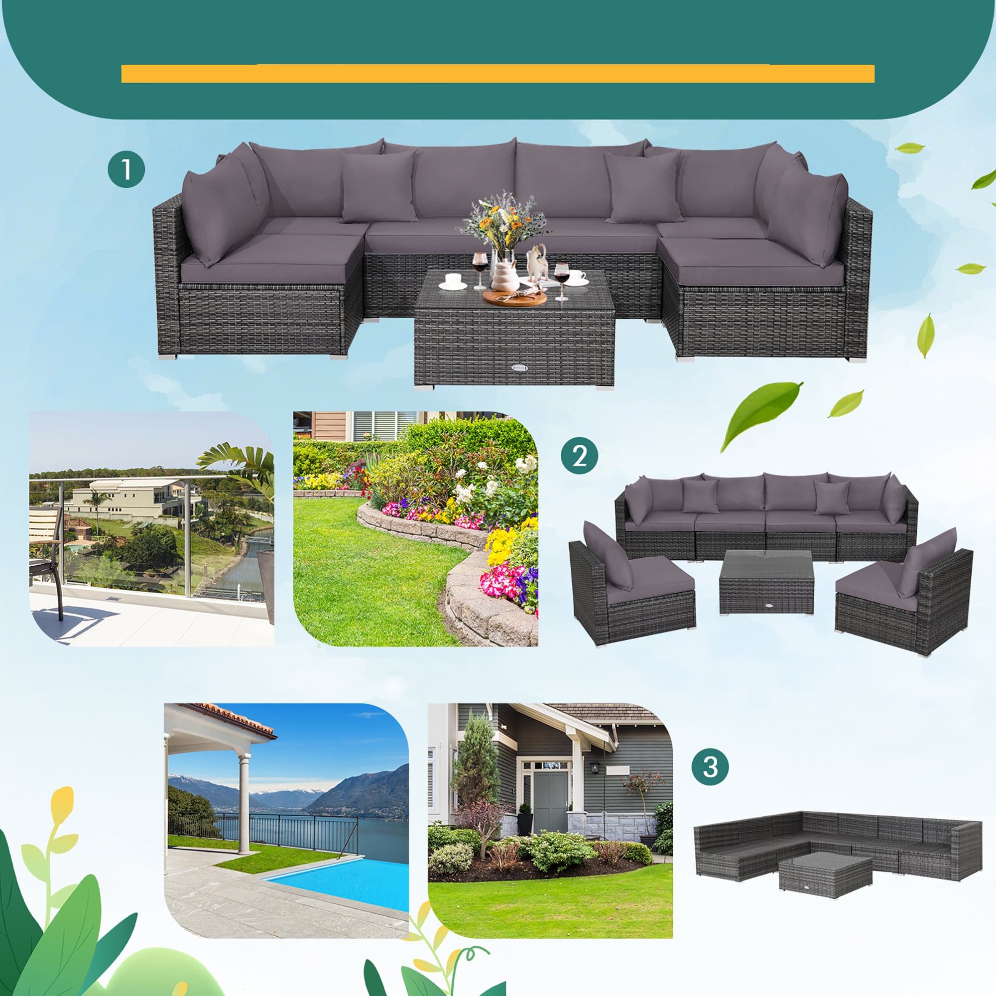 Costway HW70439GR+ Patio-Conversation-Sets - View #5