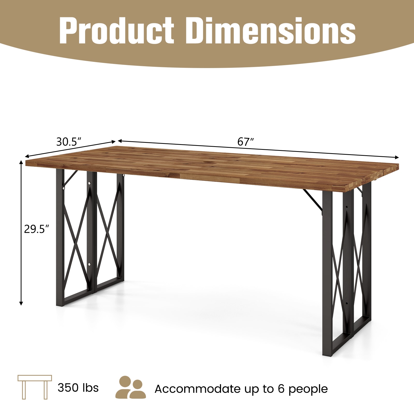 WELLFOR TDJN10573WN Patio-Tables - View #2
