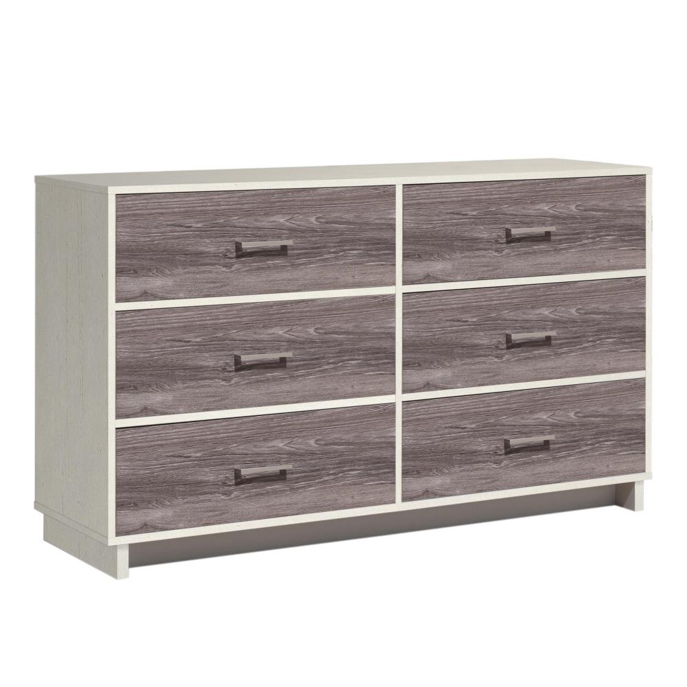 Ameriwood Home 5969503COM Colebrook Vintage White 6-Drawer Standard Dresser