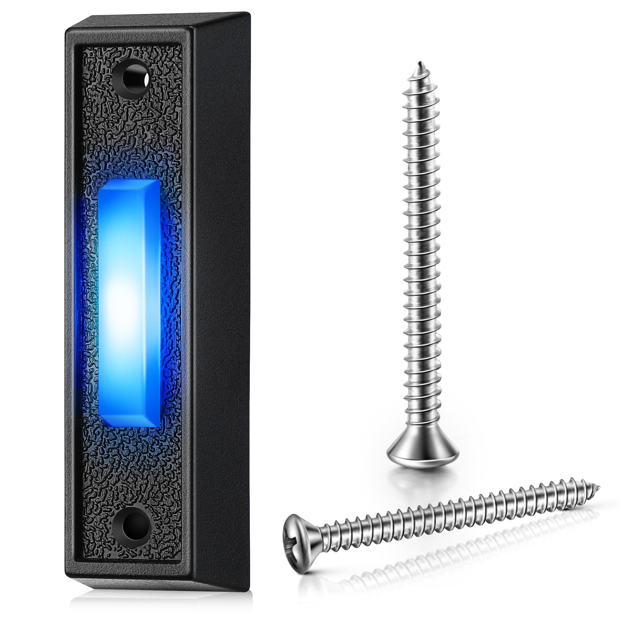 Misopily  Lighted Doorbell Button Black Wall Mount Wired Switch with Blue LED for Garage Door Compatible with Low Voltage Chime 1 pack