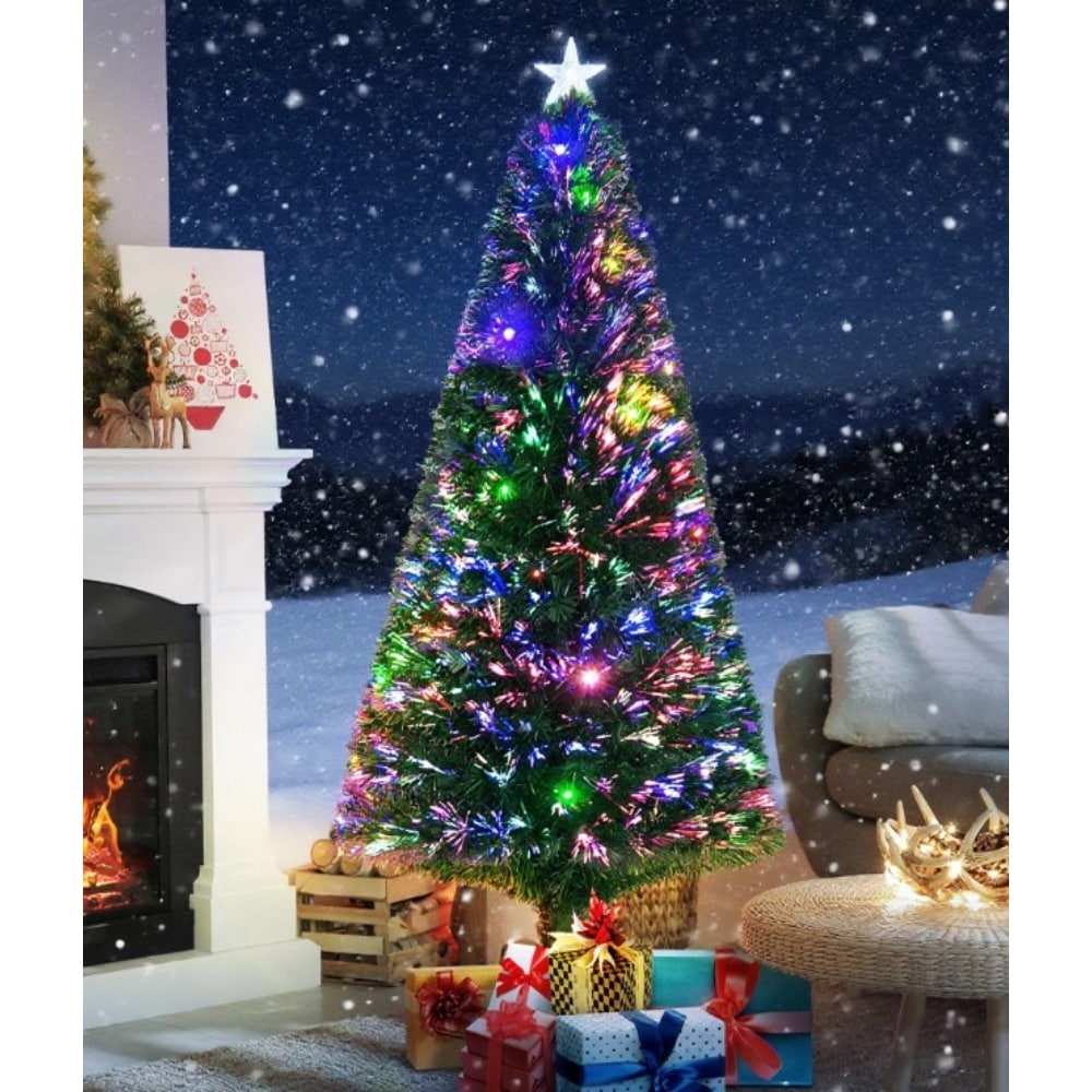 Wooakway Pre Lit Fir Artificial Christmas Tree