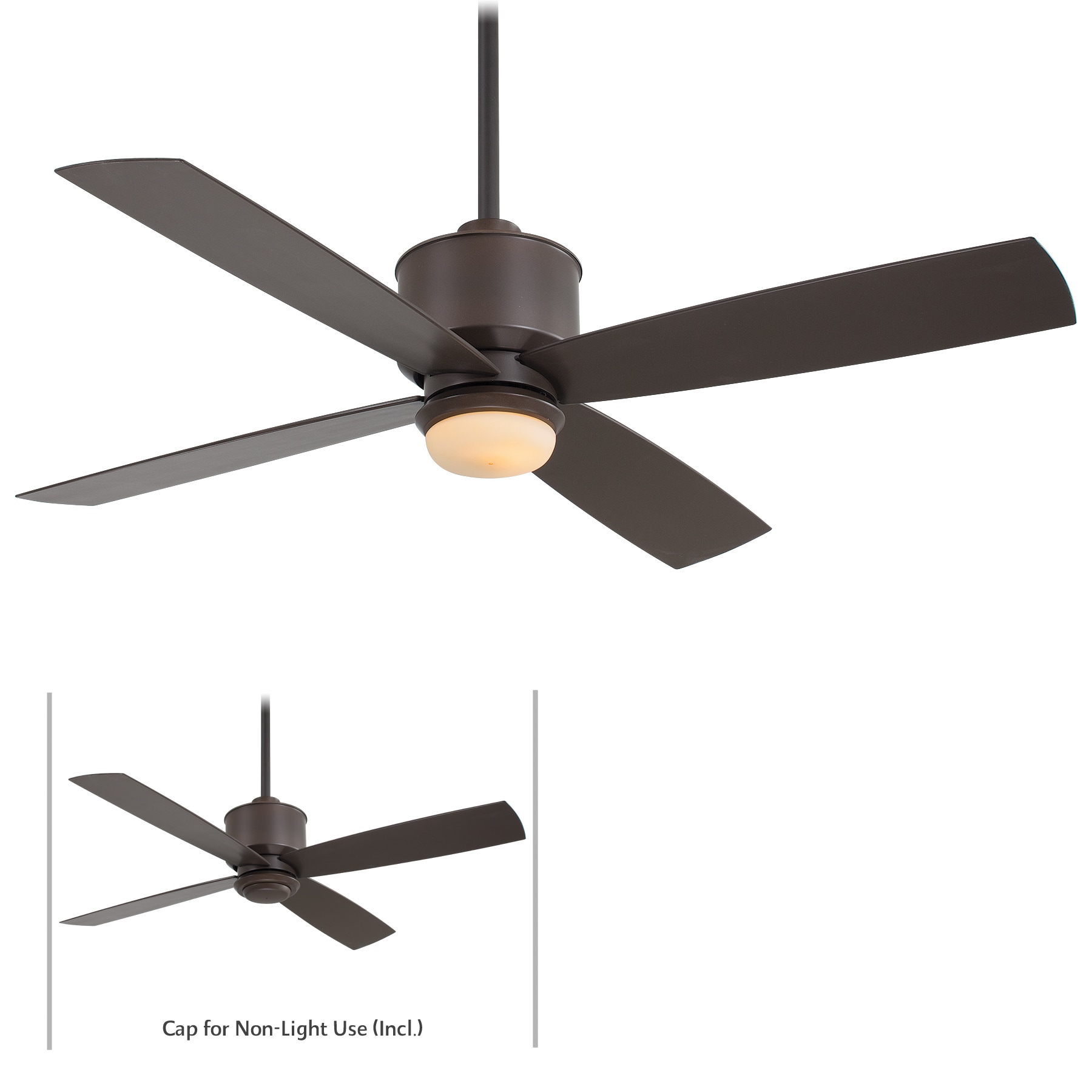 Minka Aire F734L-ORB Strata 52-in Integrated LED Outdoor Oil Rubbed Bronze with Oil Rubbed Bronze Blades Ceiling Fan With Light - Remote Included ( 4 -Blade )
