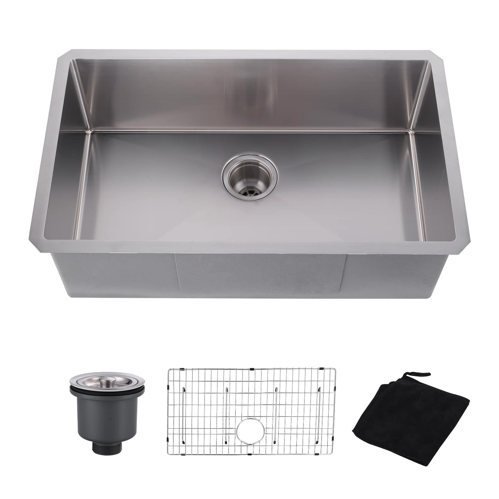 ARCORA 30 in. Drop in Undermount Single Bowl 18 Gauge Brushed Nickel Stainless Steel Kitchen Sink with Bottom Grids