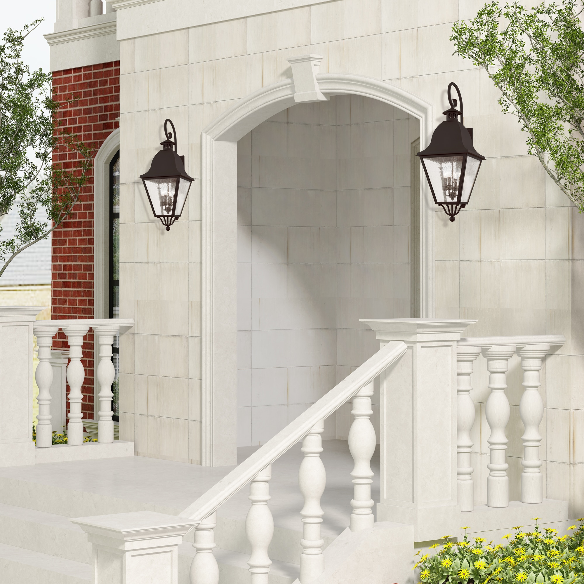 Livex Lighting 2558-07 Amwell 4 -Light 35-in H Matte Bronze Hardwired Outdoor Wall Light