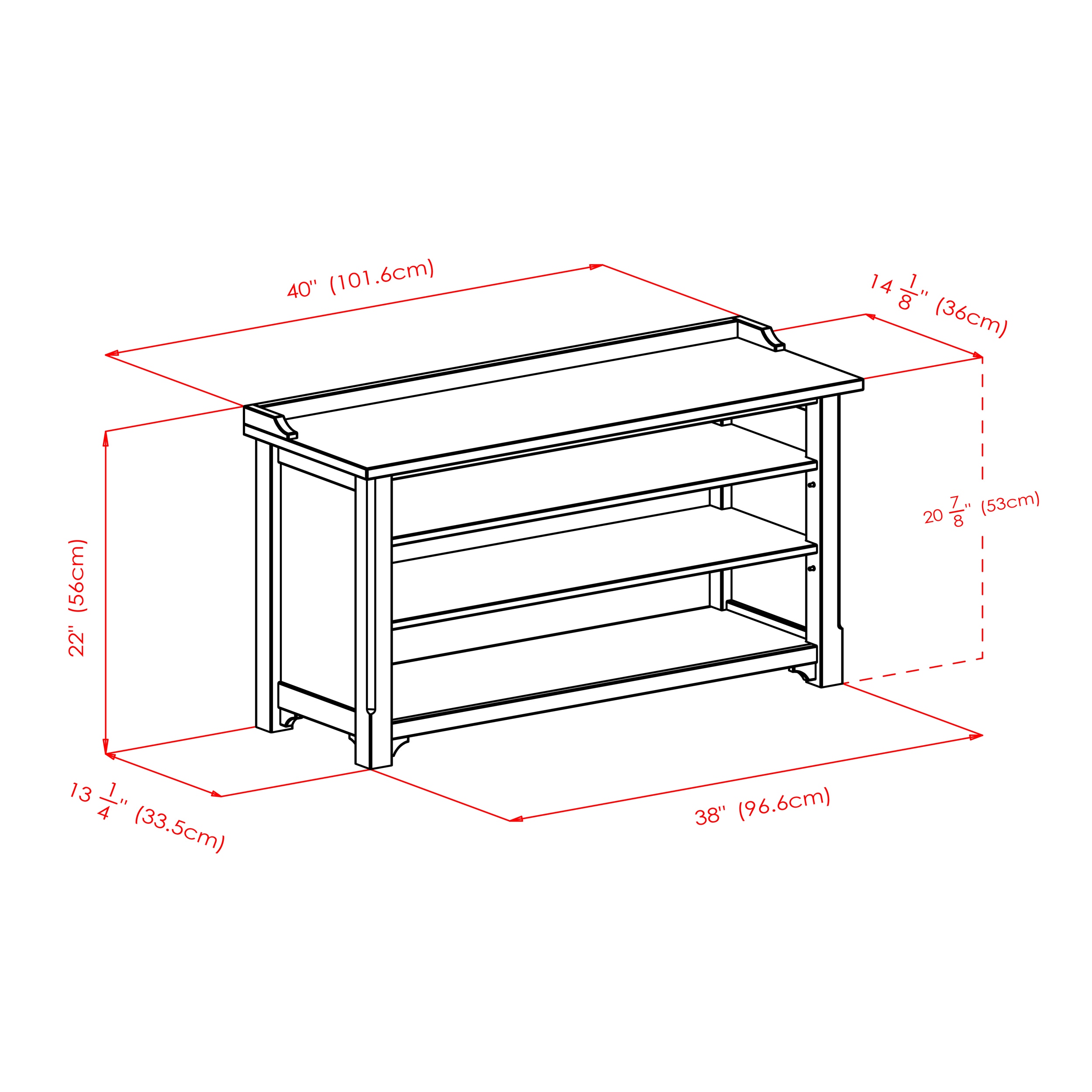 Walnut Brown 3-Shelf Storage Bench with Seating