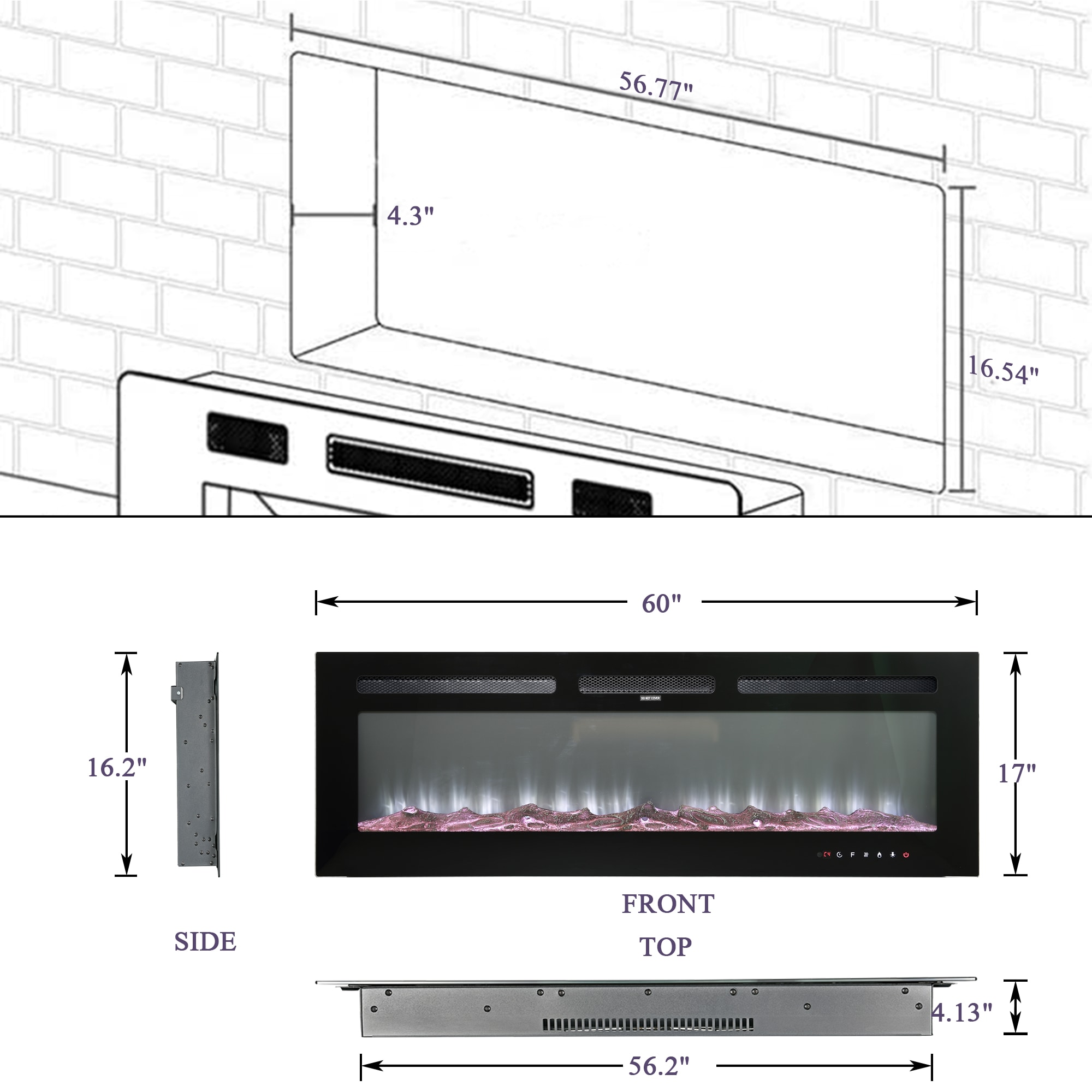 Clihome CMD-CH60R Electric-Fireplaces - View #4
