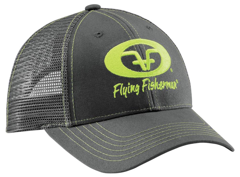 Flying Fisherman Unisex Grey with Neon Green Logo/Grey Mesh Back