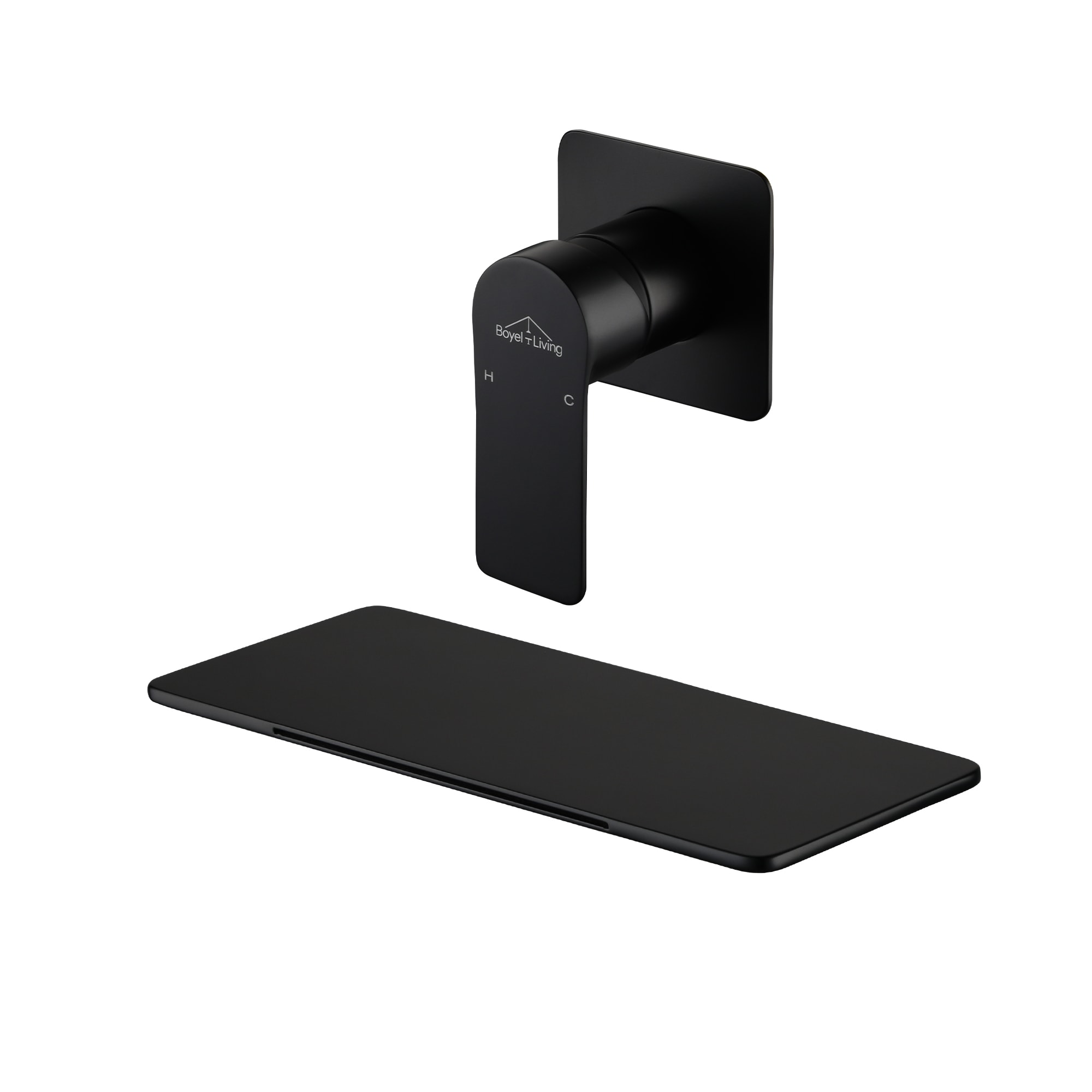 Clihome DG-KF09YH Black Wall-mount 1-handle Waterfall Commercial/Residential Handle Bathroom Sink Faucet