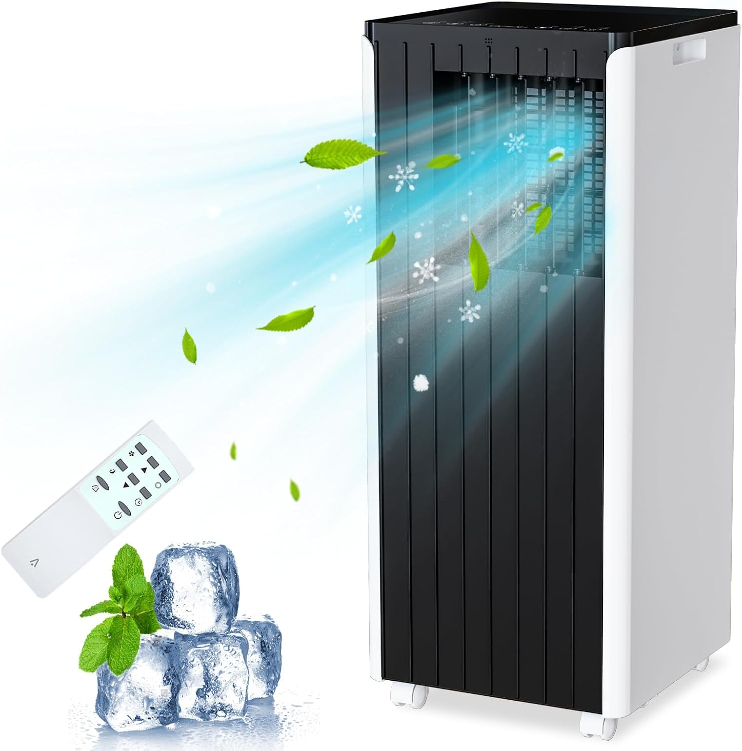 Garvee Portable AC Unit with 8000 BTU Cooling Remote Control 24-Hour Programmable Timer Low-Noise Design for Rooms Up to 350 Sq.Ft Ideal for Dorm or Office Use Black and White Design