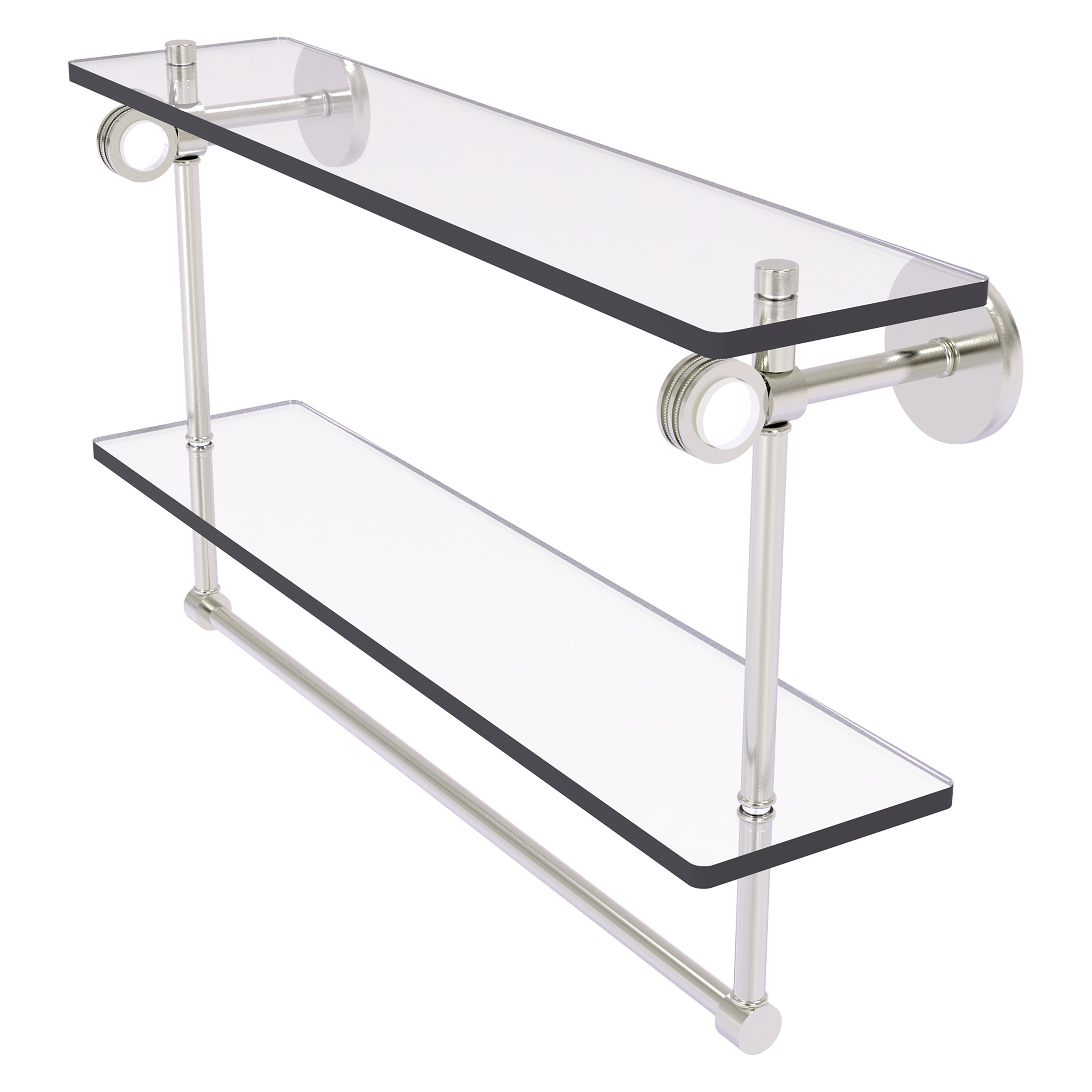Allied Brass CV-2TBD-22-SN Clearview Satin Nickel 2 -Tier Wall mount Bathroom Shelf ( 22-in x 12.8-in x 5-in )