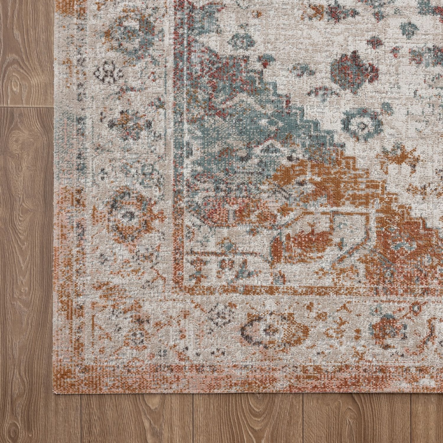 Blake 5'3" x 7'10" Blue and Beige Synthetic Area Rug