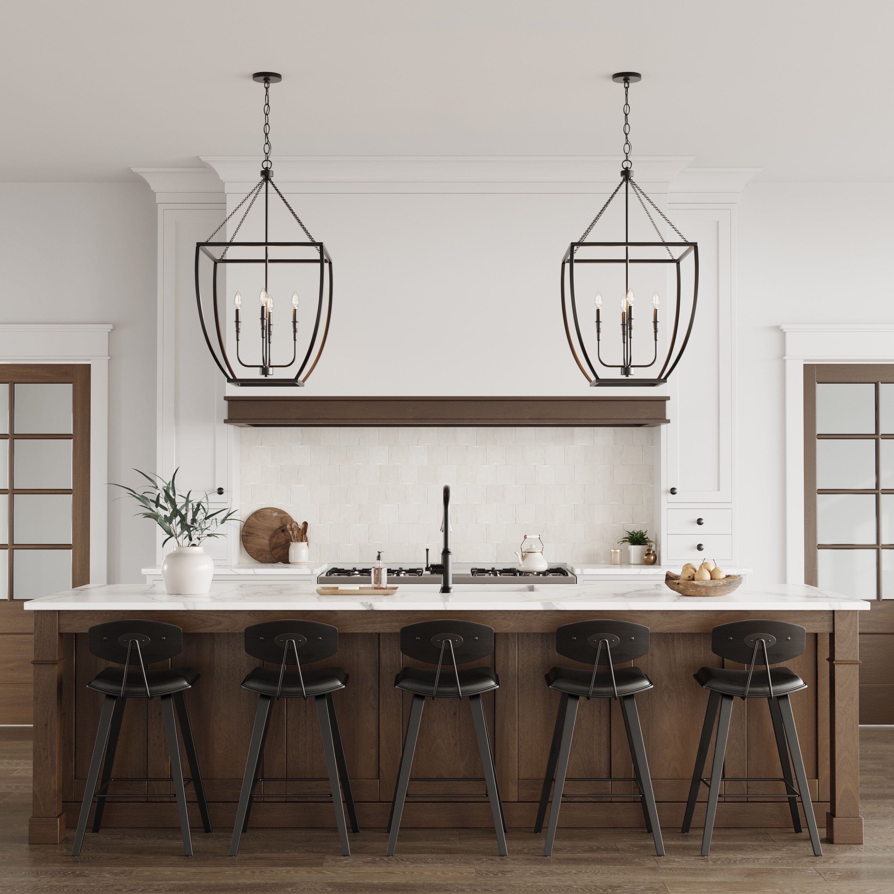 Millennium Lighting Kelsey 4 -Light Matte Black Transitional Lantern Large Hanging Pendant Light