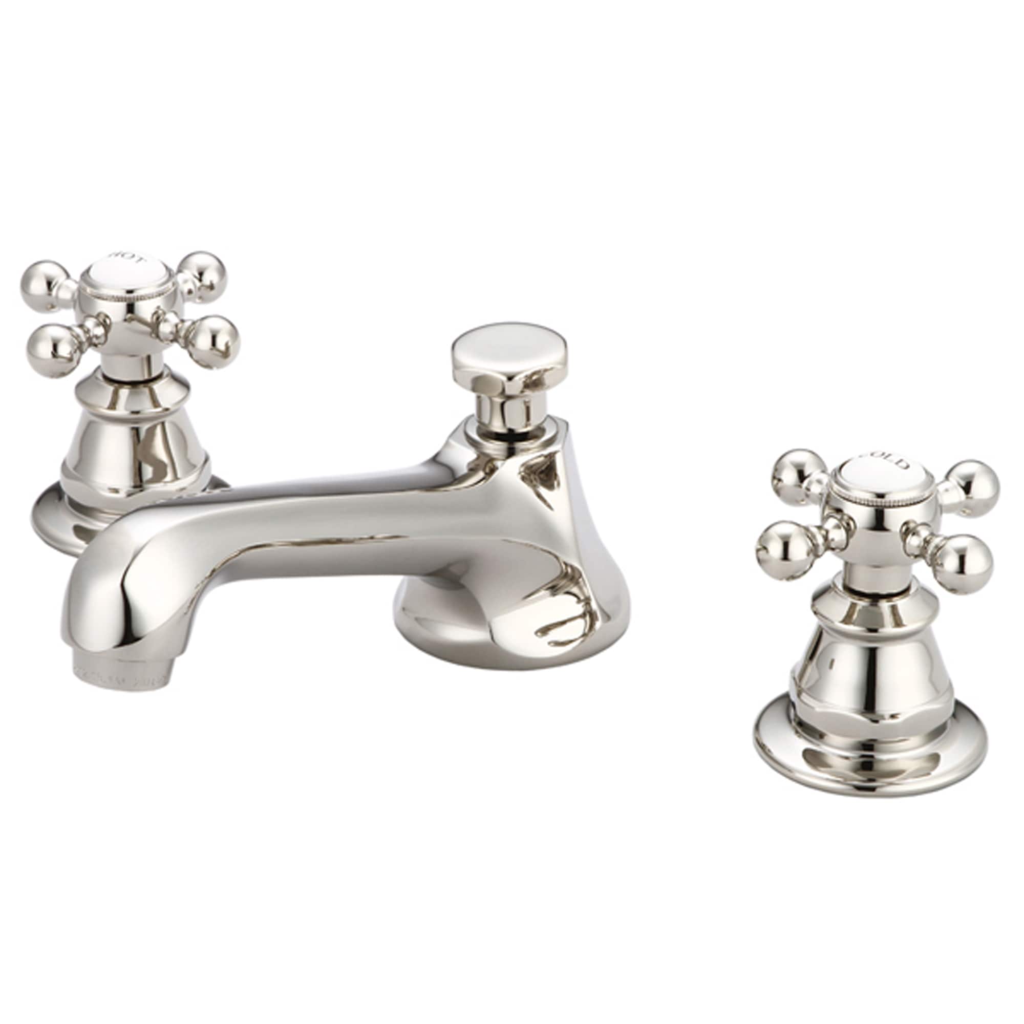 Water Creation F2-0009-05-BX F1 Polished Nickel Widespread 2-handle Low-arc Commercial/Residential Handle Bathroom Sink Faucet with Drain