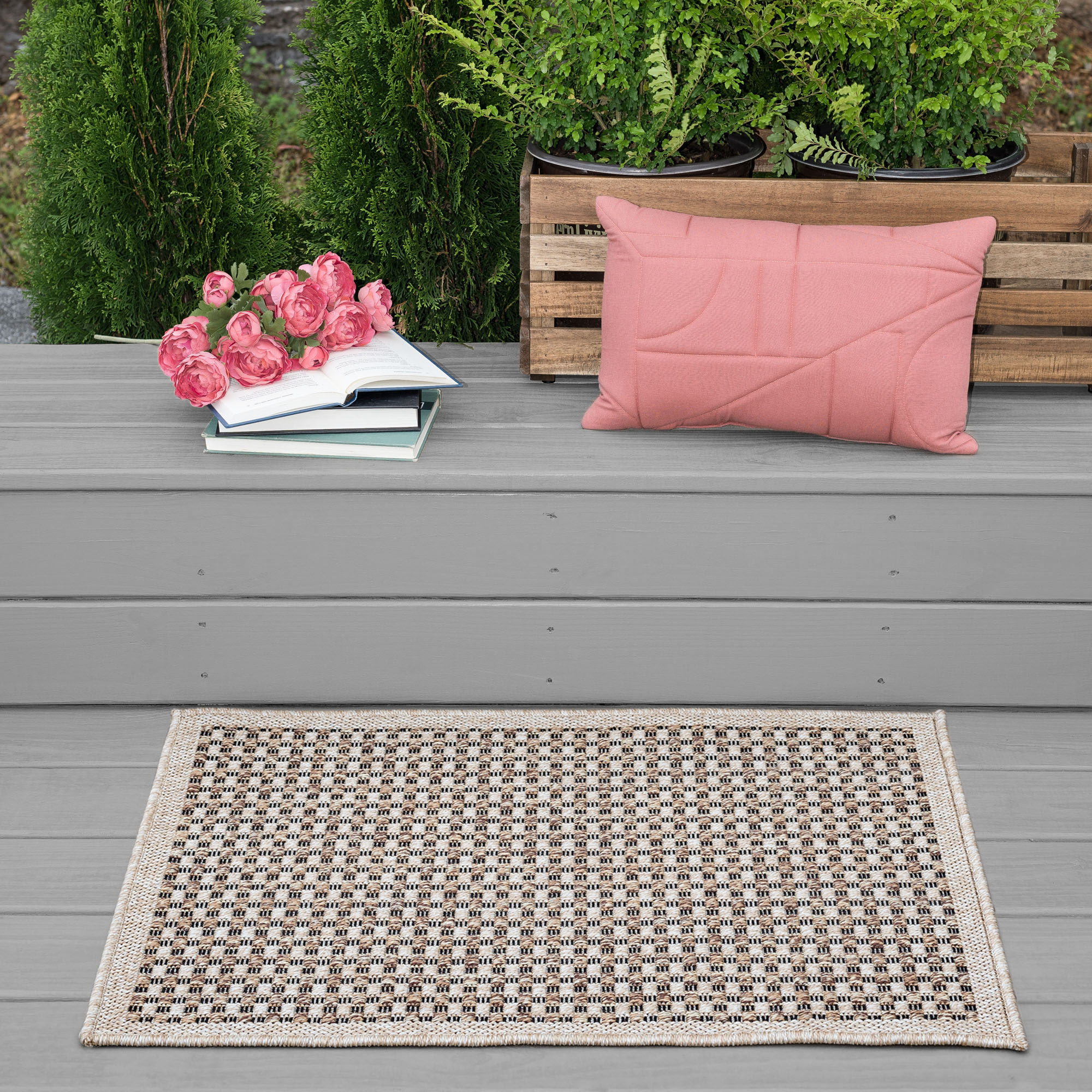 Tayse DEN1003 2X3 Denver 2 x 3 (ft) Loomed Polypropylene Beige Rectangular Indoor/Outdoor Throw rug