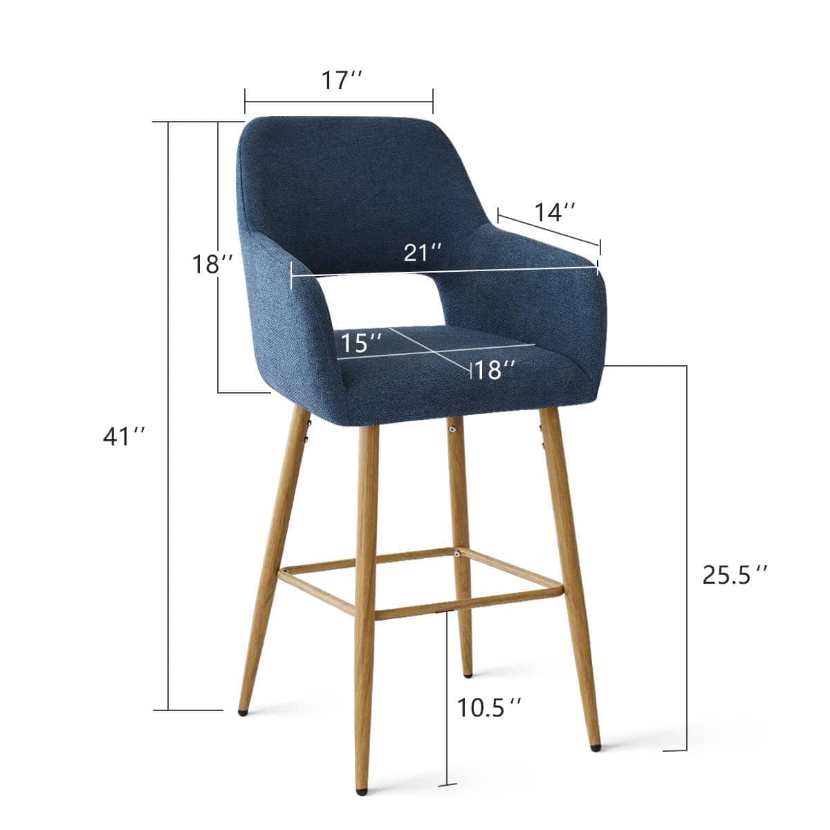 Maison Boucle ATLANTA-ARM-MB-BLUE stools - View #3