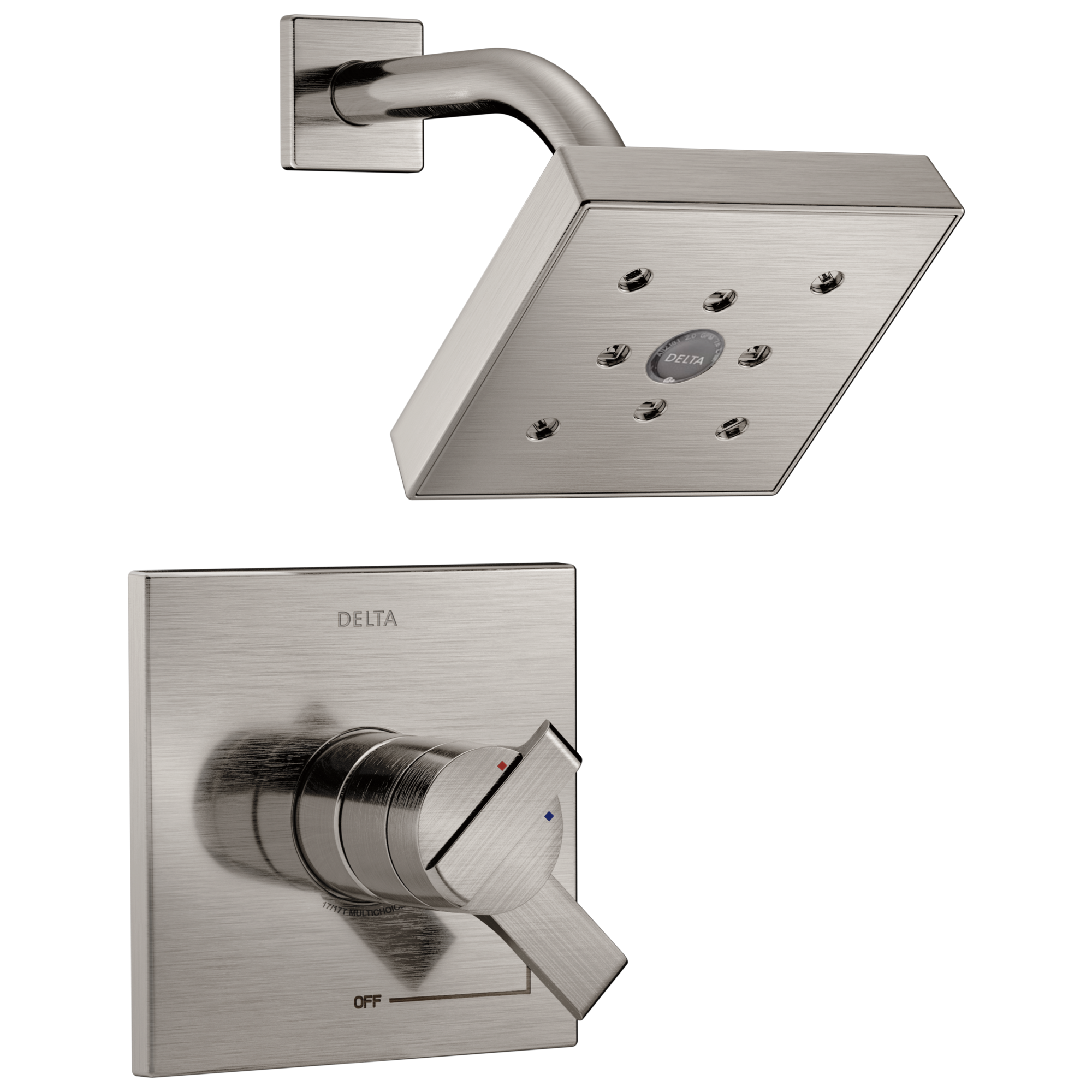 Delta T17267-SS Ara Stainless 2-handle Single function 5.3125-Inches Square Shower Faucet