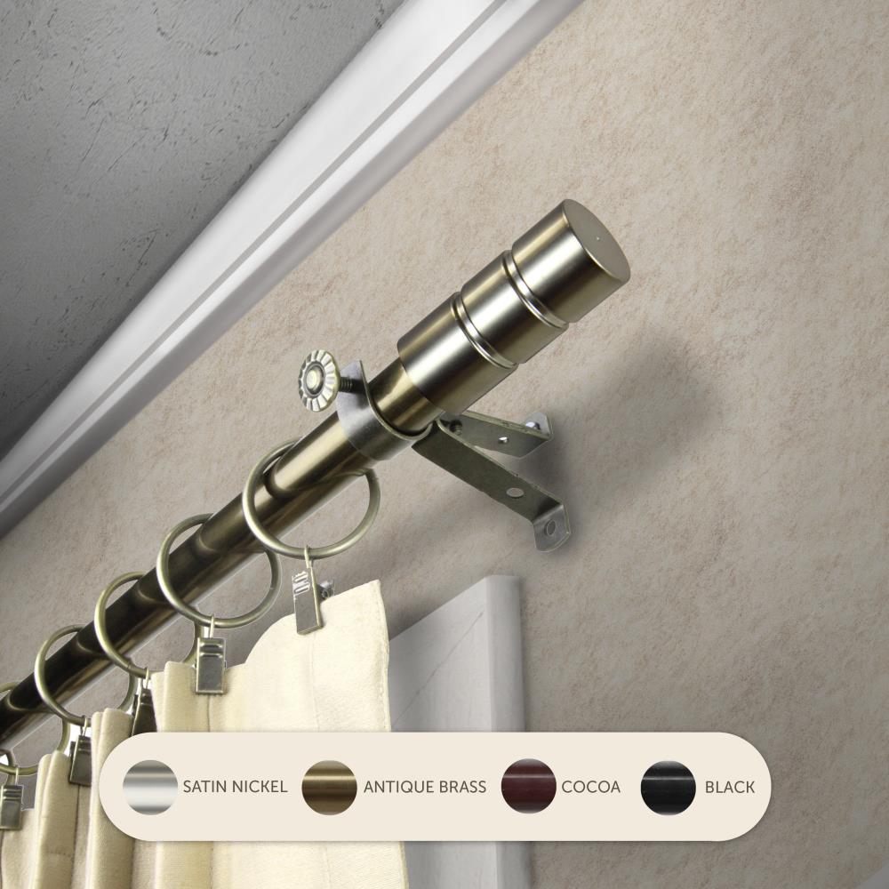 Hart & Harlow L4832-994 13/16-in Patterson 120-in to 170-in Antique Brass Steel Single curtain rod with Finials