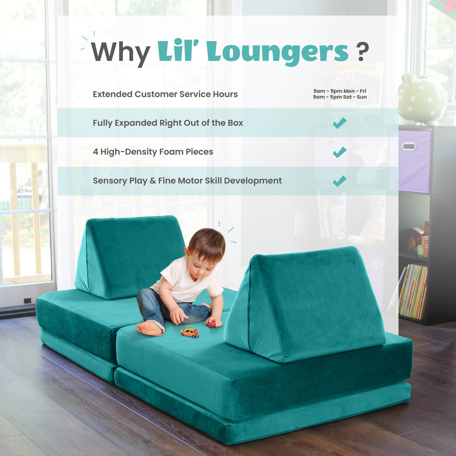Critter Sitters CSLILLOUNGER-TURQ Kids-Chairs - View #3