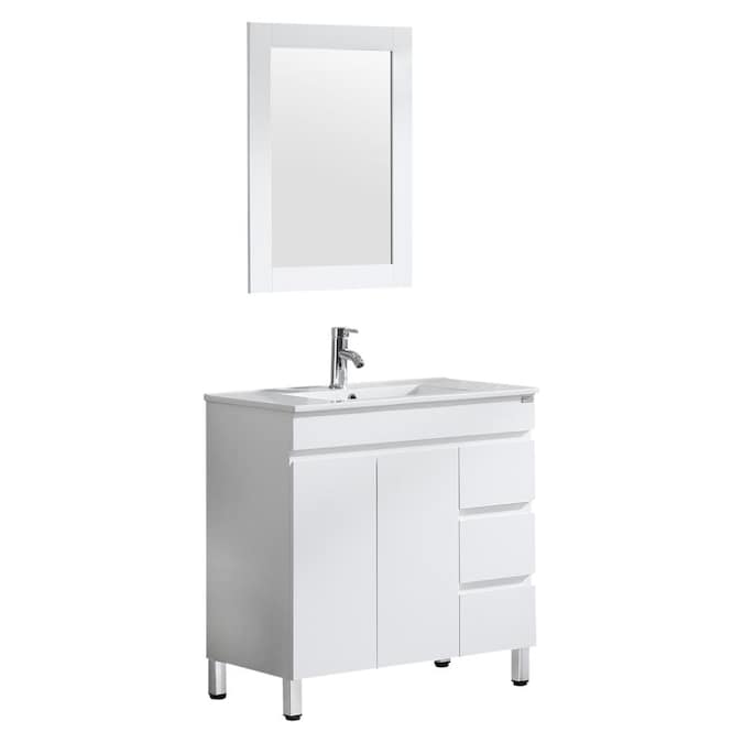White Single Sink Bathroom Vanity, 24 Inch Bathroom Vanity With Top