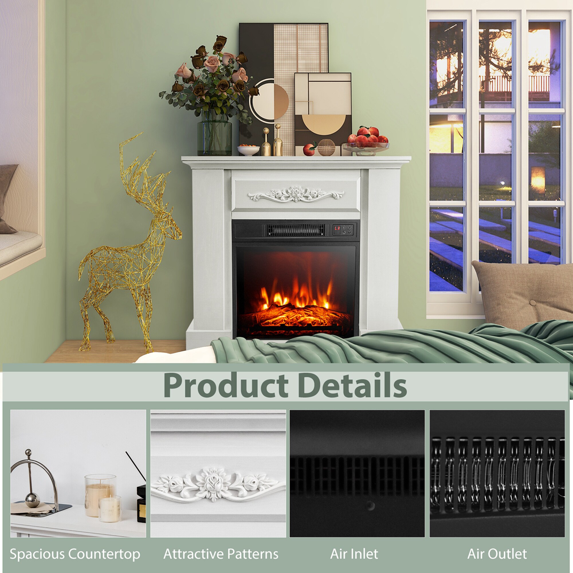 Goplus FP10103US-WH Electric-Fireplaces - View #7