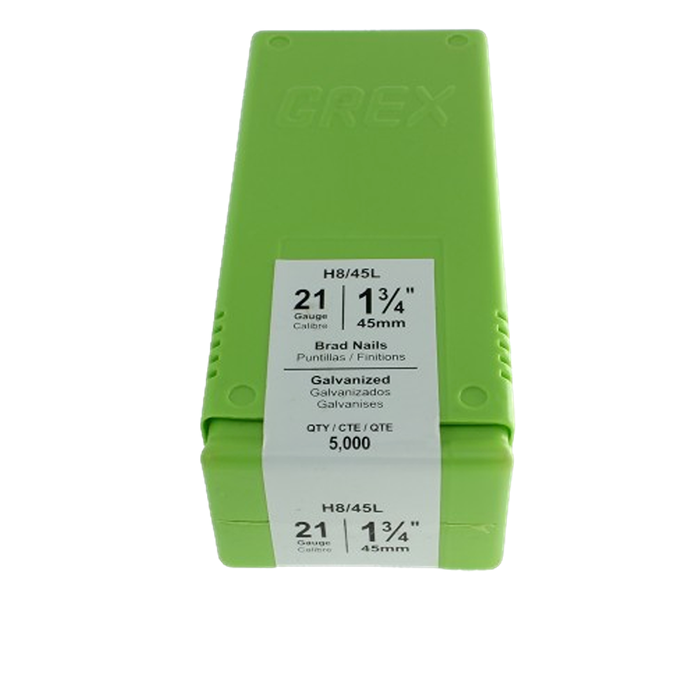 GREX  Power Tools H8/45L 21 Gauge 1-3/4-Inch Length Galvanized Brad Nails (5 Thousand per Box) - 1-3/4 inch