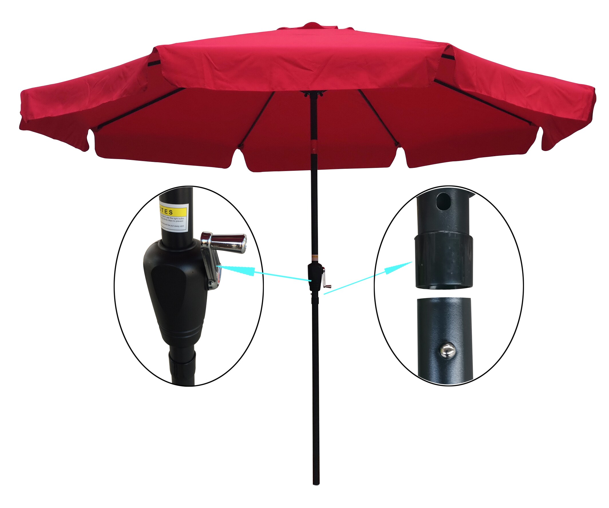 Kahomvis 10-ft Steel Round Push-button Tilt Market Patio Umbrella at ...