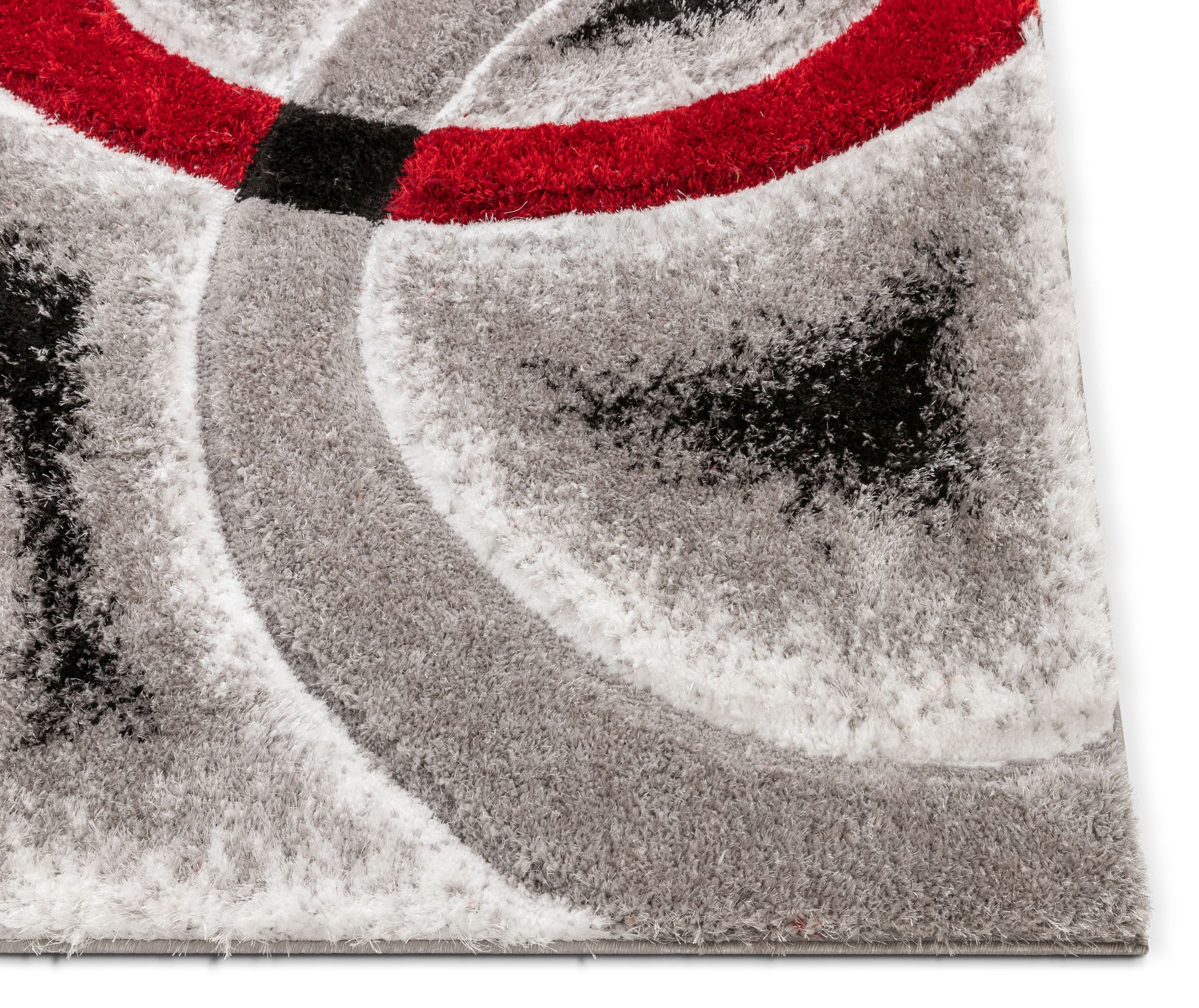 San Francisco Red and Gray Geometric Shag Rug 5'3" x 7'3"
