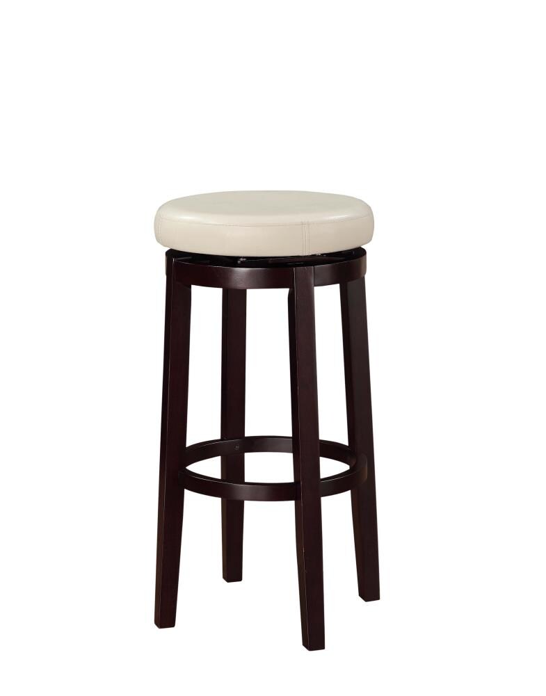 Maya Transitional Swivel Backless Barstool in Brown Faux Leather