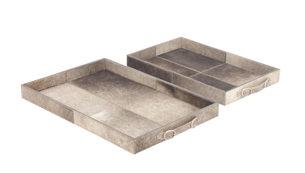 Grayson Lane 95043 2-Pack Gray/Silver Wood Art Deco Decorative Tray