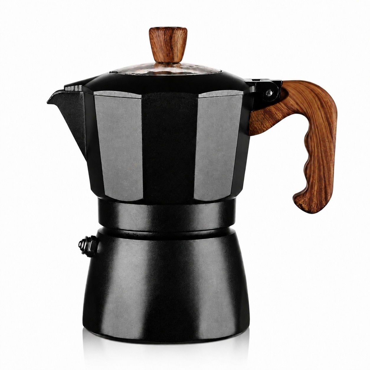 Aoibox -  Small Italian Stovetop Espresso Maker with Double Valve Extraction for 2 Cups on Gas an...
