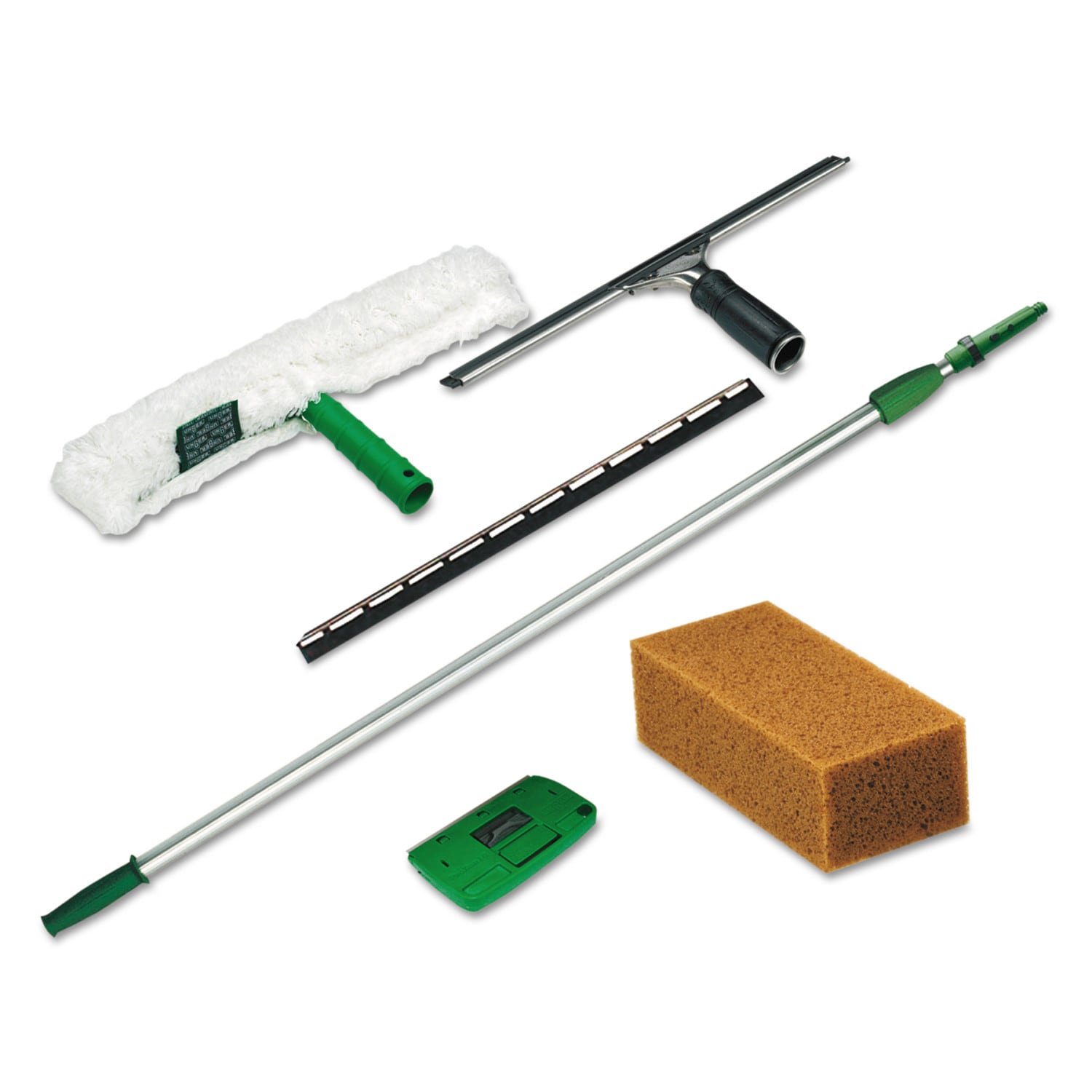 Unger Pro Window Cleaning Kit w/8ft Pole - Steel Handle - Combination Type  - Black - Energy Star - Squeegee, Scrubber, Scraper, Sponge - Professional  Results in the Squeegees department at