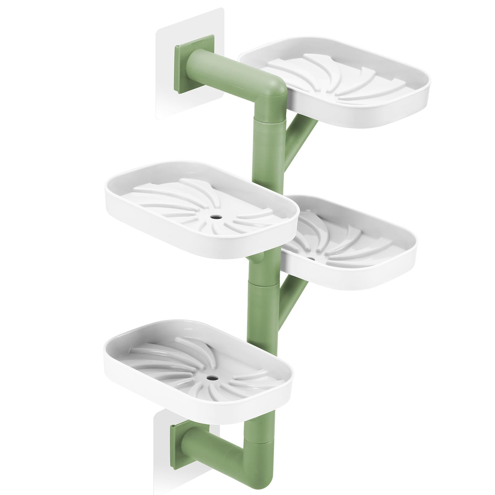 Aoibox  Four Layer Wall Mounted No Drill Rotatable Self Draining Soap Dish Holder for Shower and Bathroom Areas