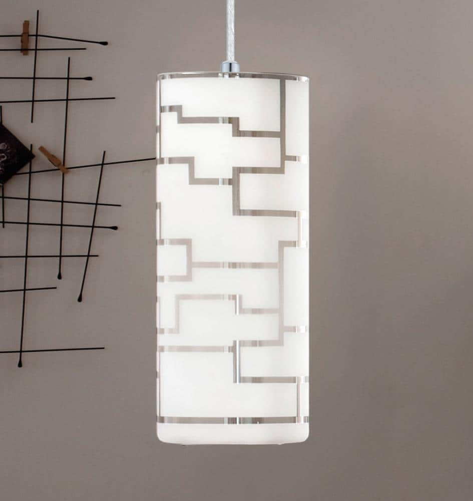 Eglo Bayman Chrome Moderncontemporary White Glass Cylinder Mini Hanging Pendant Light In The 3360