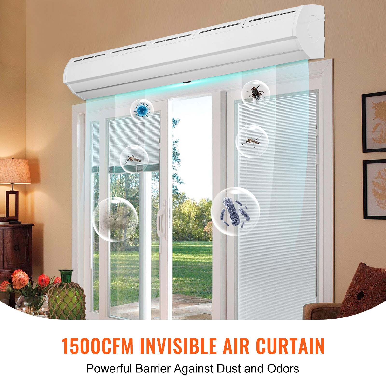 VEVOR 60-Inch Stainless Steel Air Curtain with Dual Speed