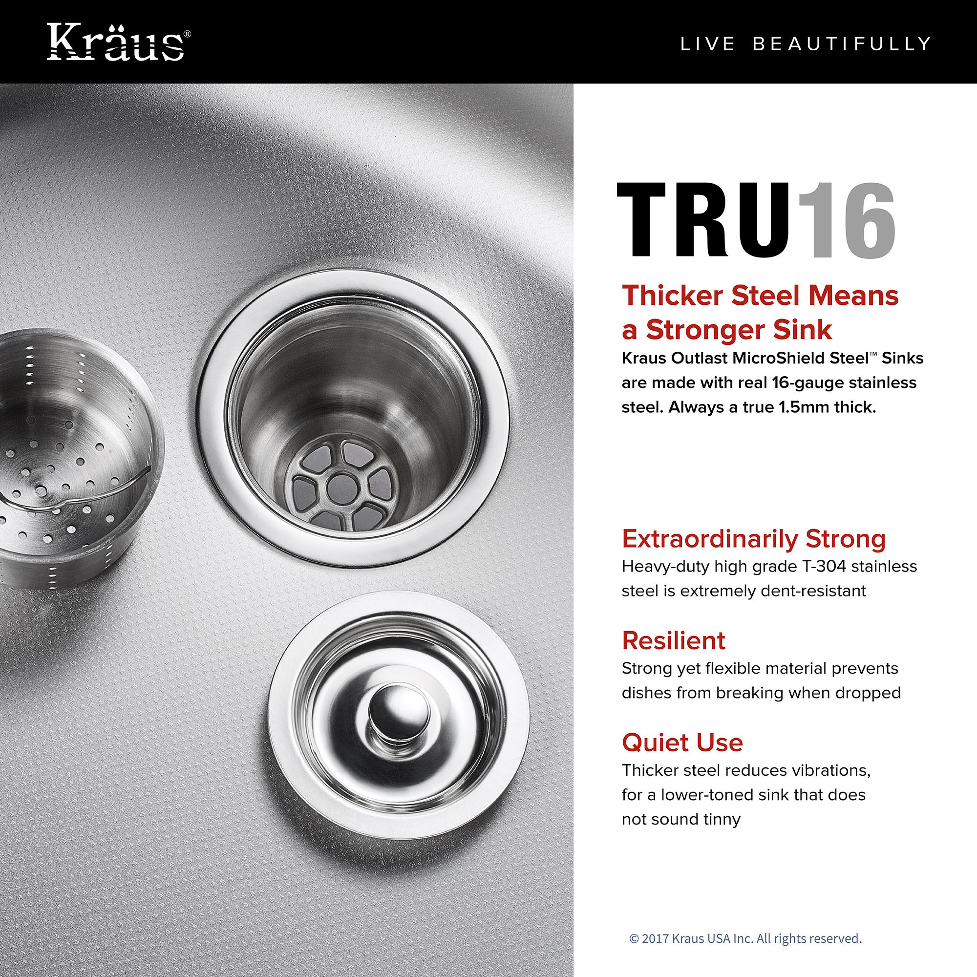 Kraus Outlast MicroShield 31.5 Scratch-Resist Single Bowl Stainless Steel Undermount Kitchen Sink KBU14E