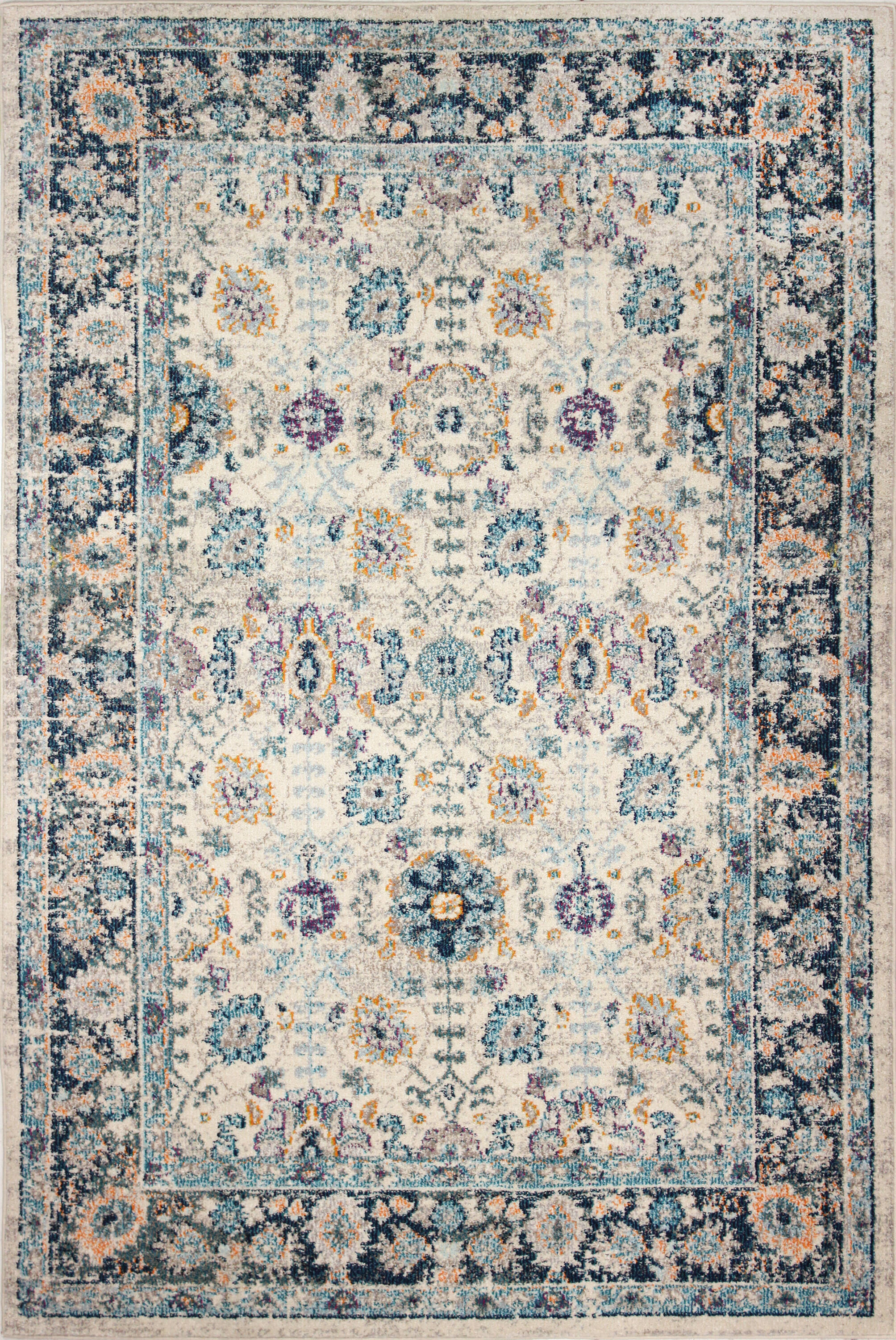 Bashian 649652282114 8 X 10 (ft) Ivory/Teal Indoor Geometric Oriental Area Rug