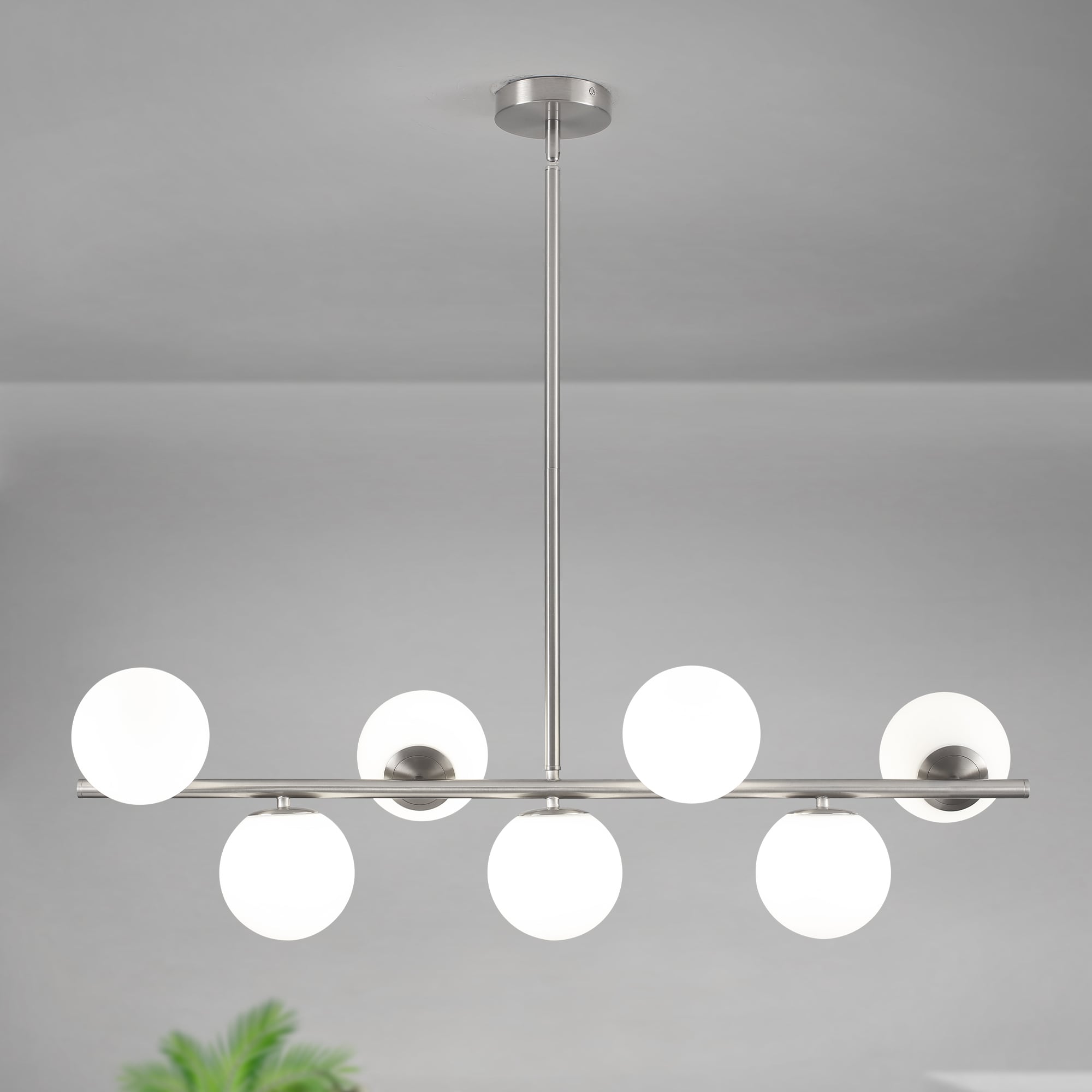 ZemSum 7-Light Nickel Bubble Glass Metal Chandelier