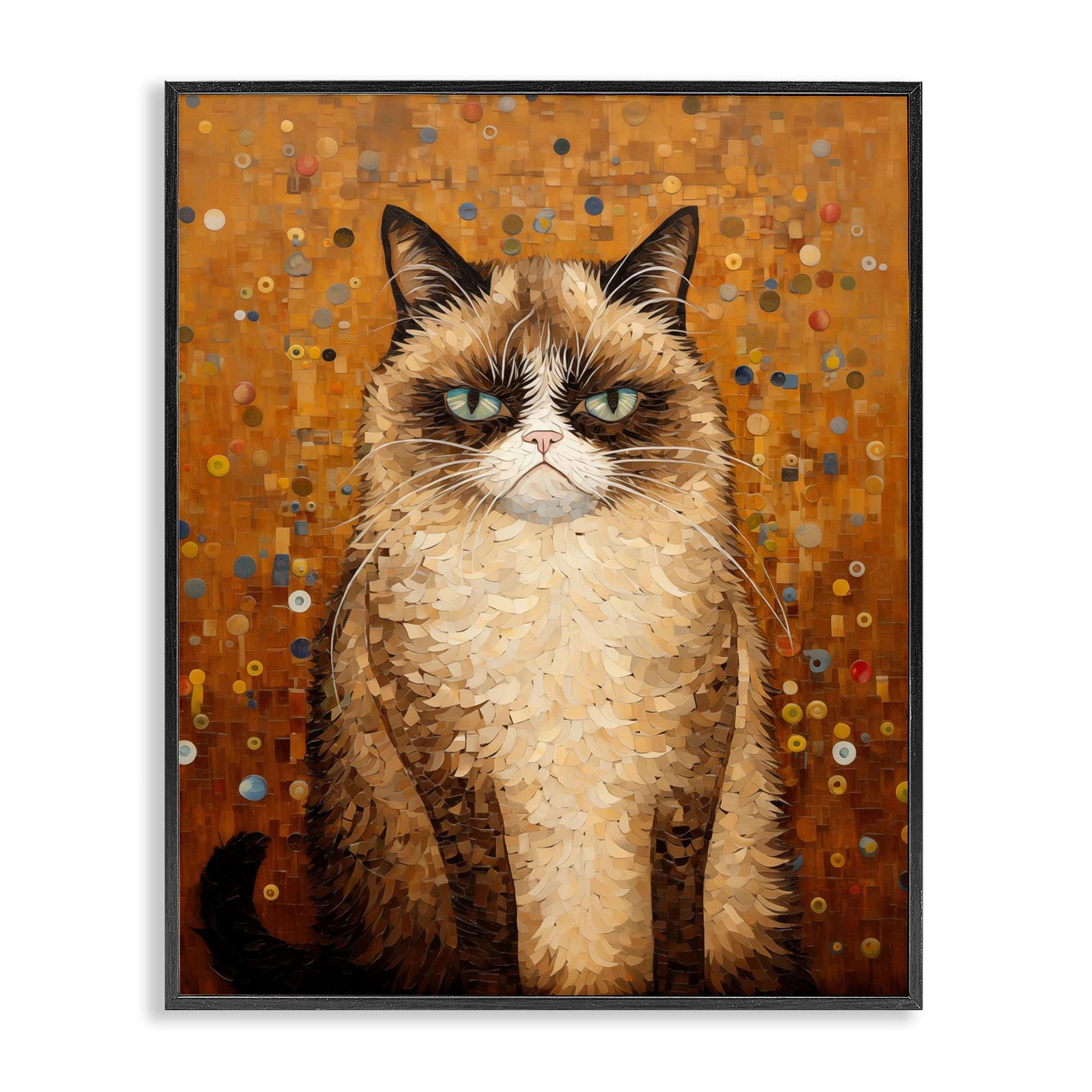 Stupell Industries BT-867-FR-11X14 Grumpy Klimt Cat Black Framed Giclee Art By Arlington Prints 11 x 14