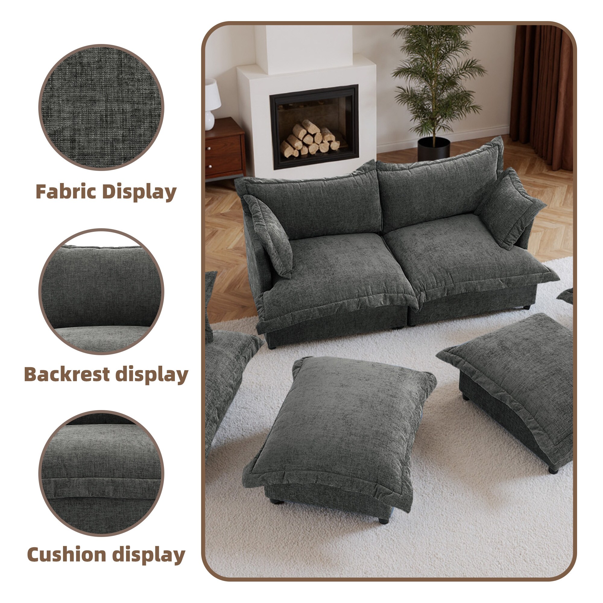 Dreamsidea CS11-DGRA-LR-2SC-2OT Sofas-Loveseats - View #8
