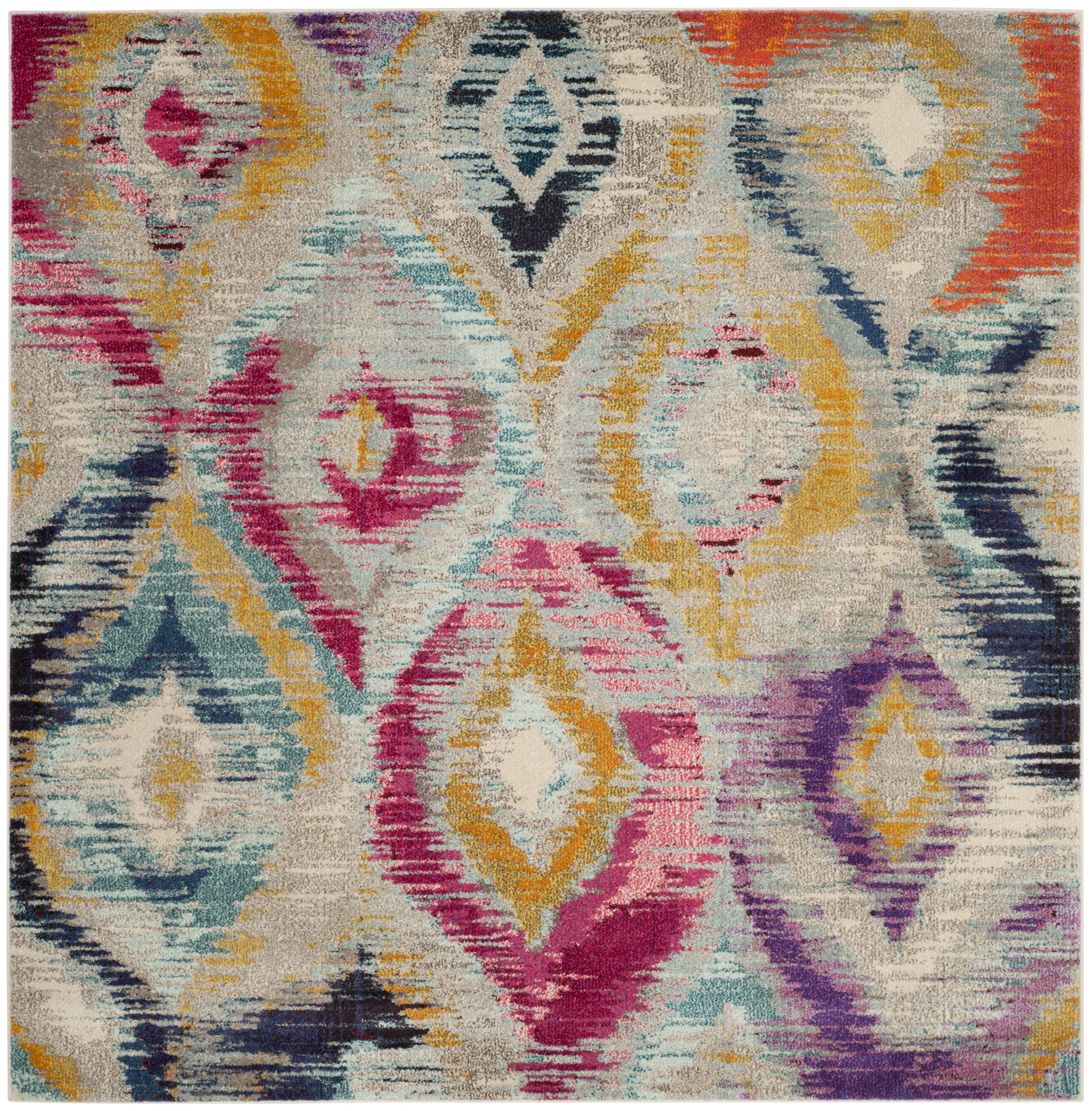 Safavieh MNC242F-7SQ Monaco Dominon 7 x 7 (ft) Loomed Polypropylene Multi Square Indoor Distressed/Overdyed Bohemian/Eclectic Area rug