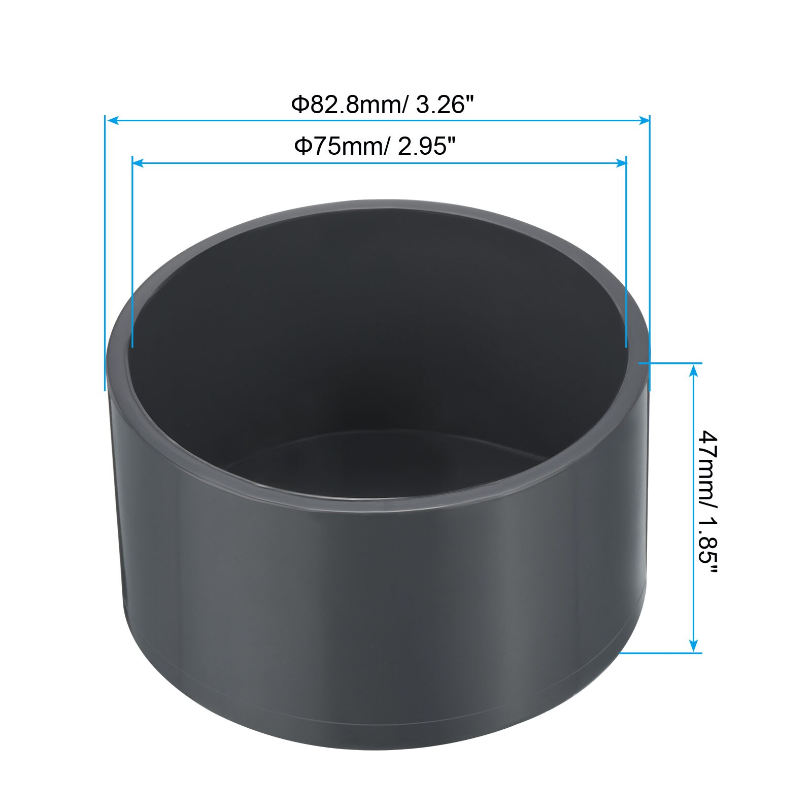 PATIKIL 75mm UPVC Pipe End Cap Fitting 3pcs Furniture Grade Plug ...