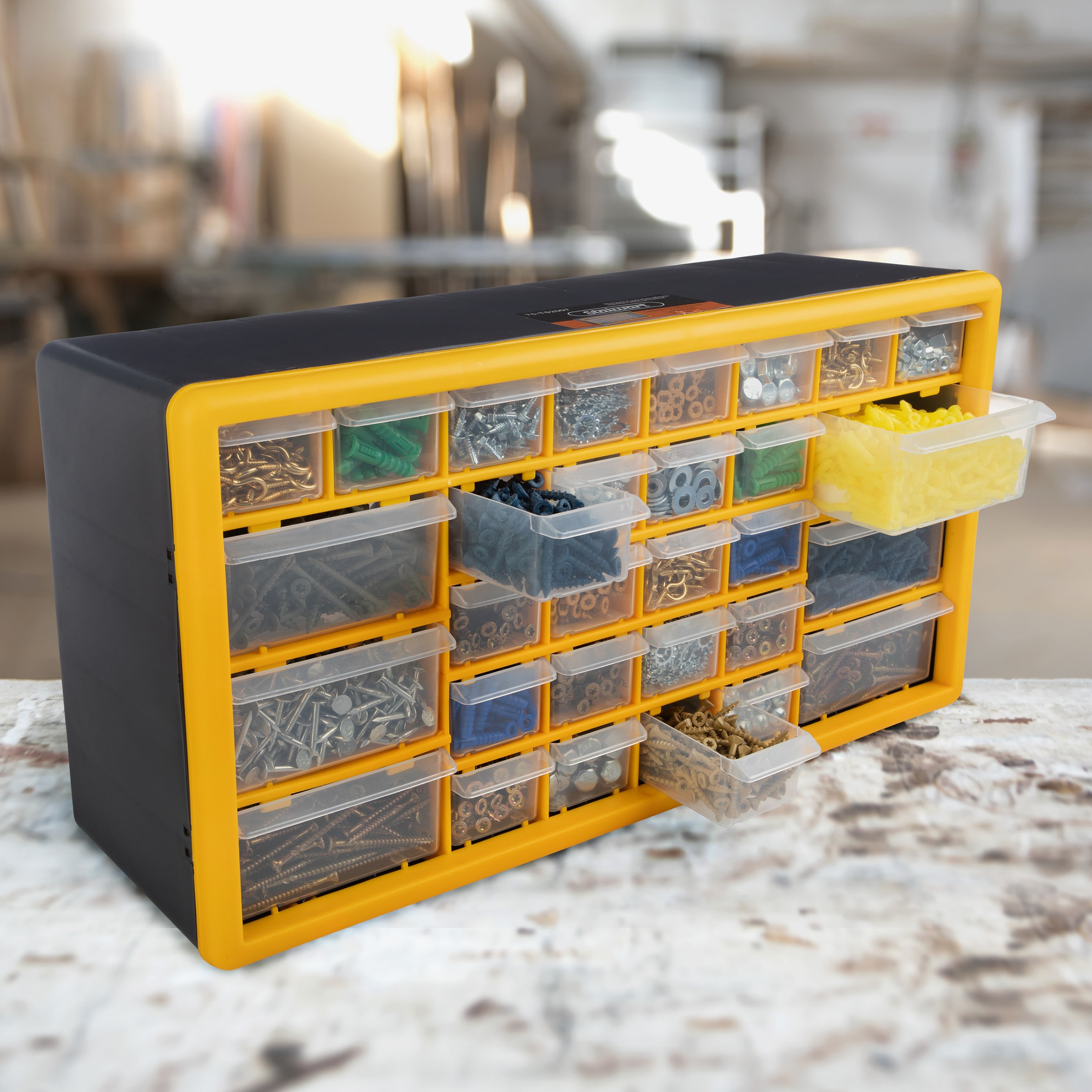 TAFCO 30-Compartment Small Parts Organizer, Yellow 