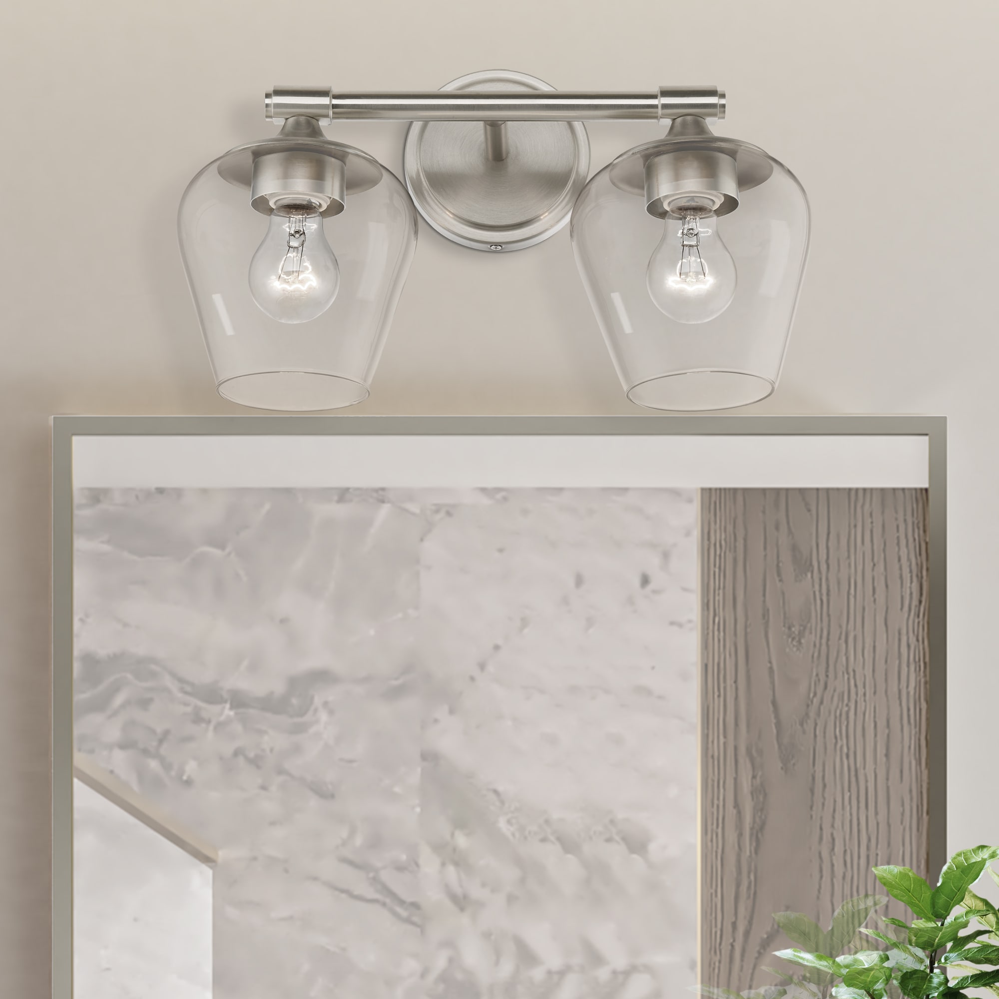 Willow Brushed Nickel 2-Light Vanity Sconce with Clear Glass