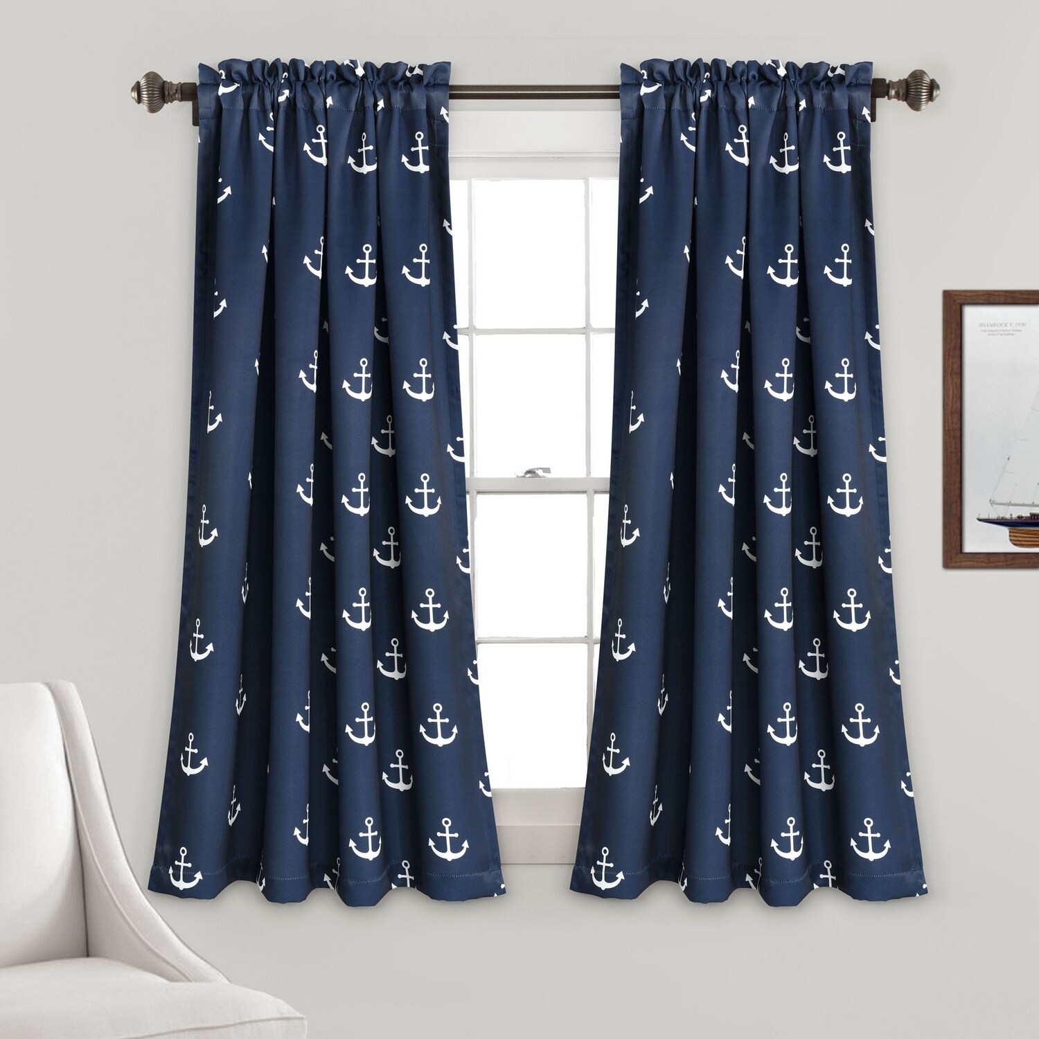 Lush Decor 16T007849 63-in Navy Ombre Light filtering Rod pocket Curtain panel pair