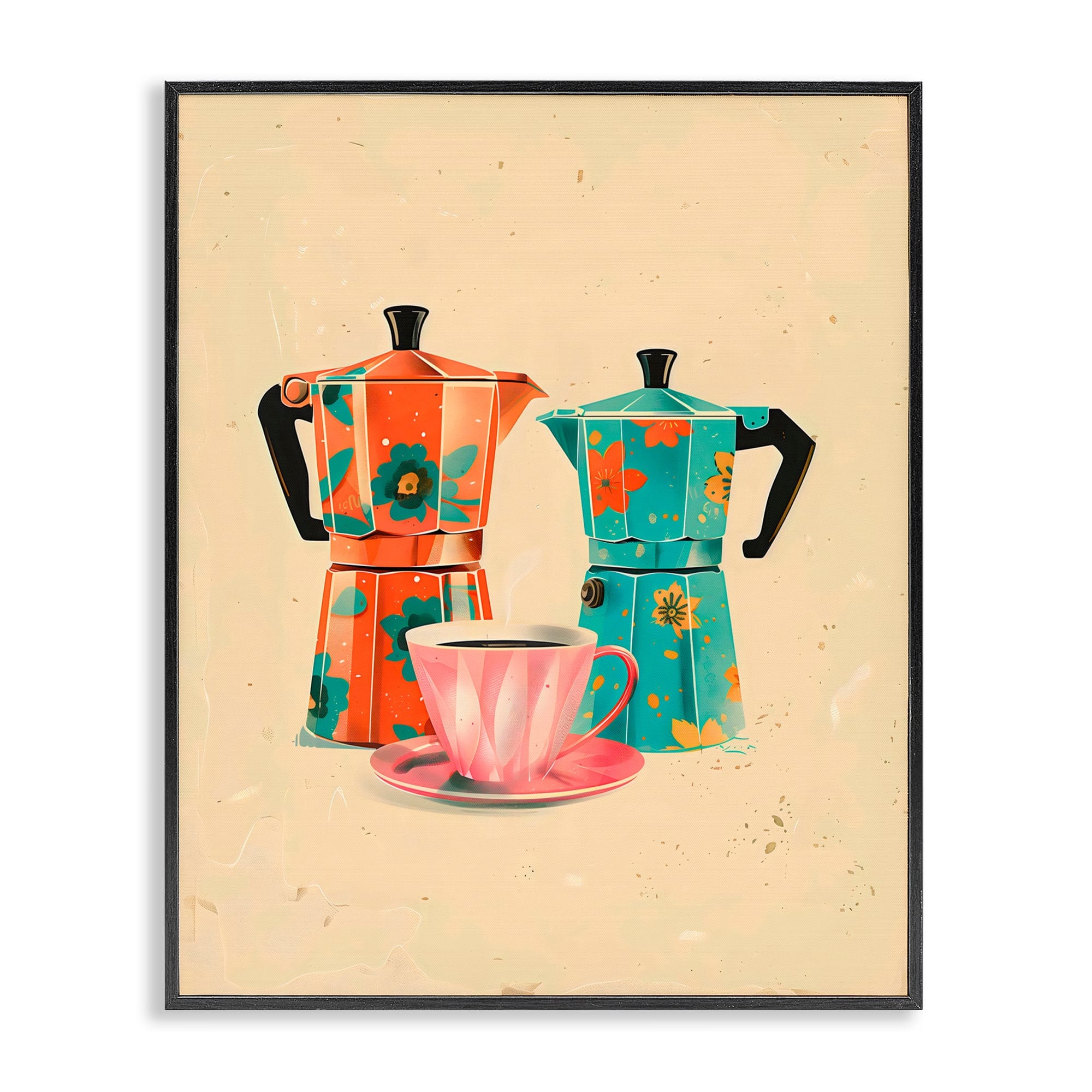 Stupell Industries Retro Morning Moka Pots Framed Giclee Art