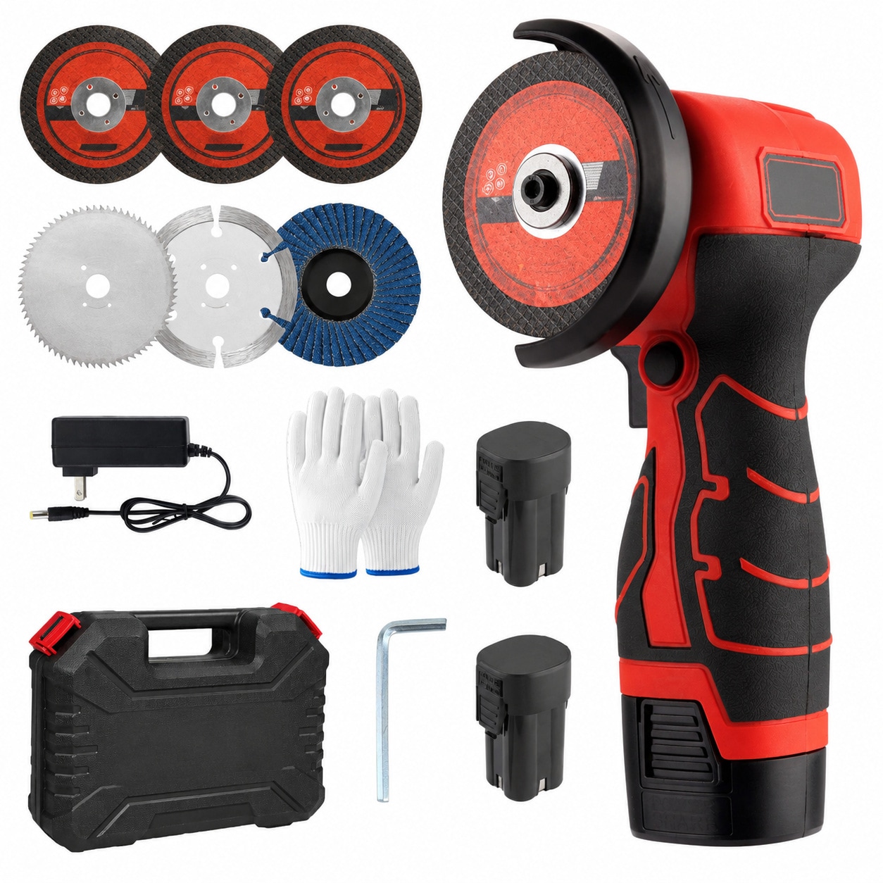 Avid Power 21V Cordless 3 Inch Mini Angle Grinder Kit with LCD Display Dual Batteries and Accessories