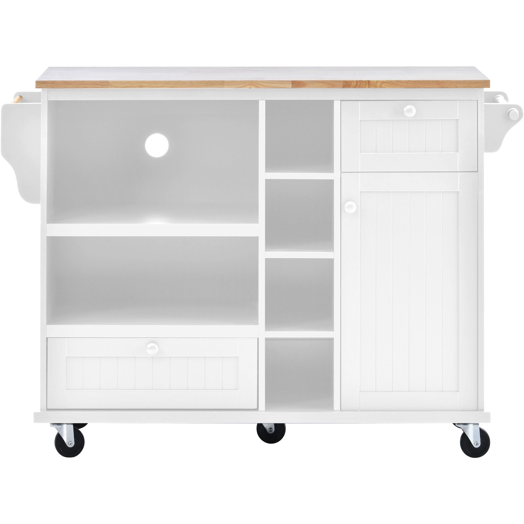 Miki Shinly White Mdf Base with Mdf Top Rolling Kitchen Island (17-in x 53.93-in x 36.22-in)