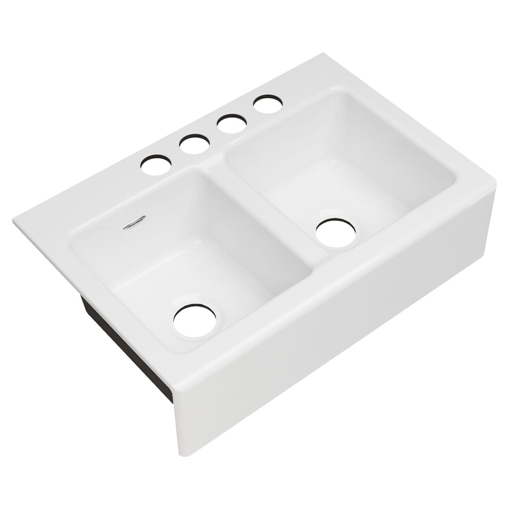American Standard 77DB33220A.308 Delancey Undermount 22.06-in x 32.06-in Cast iron Double equal bowl Kitchen Sink